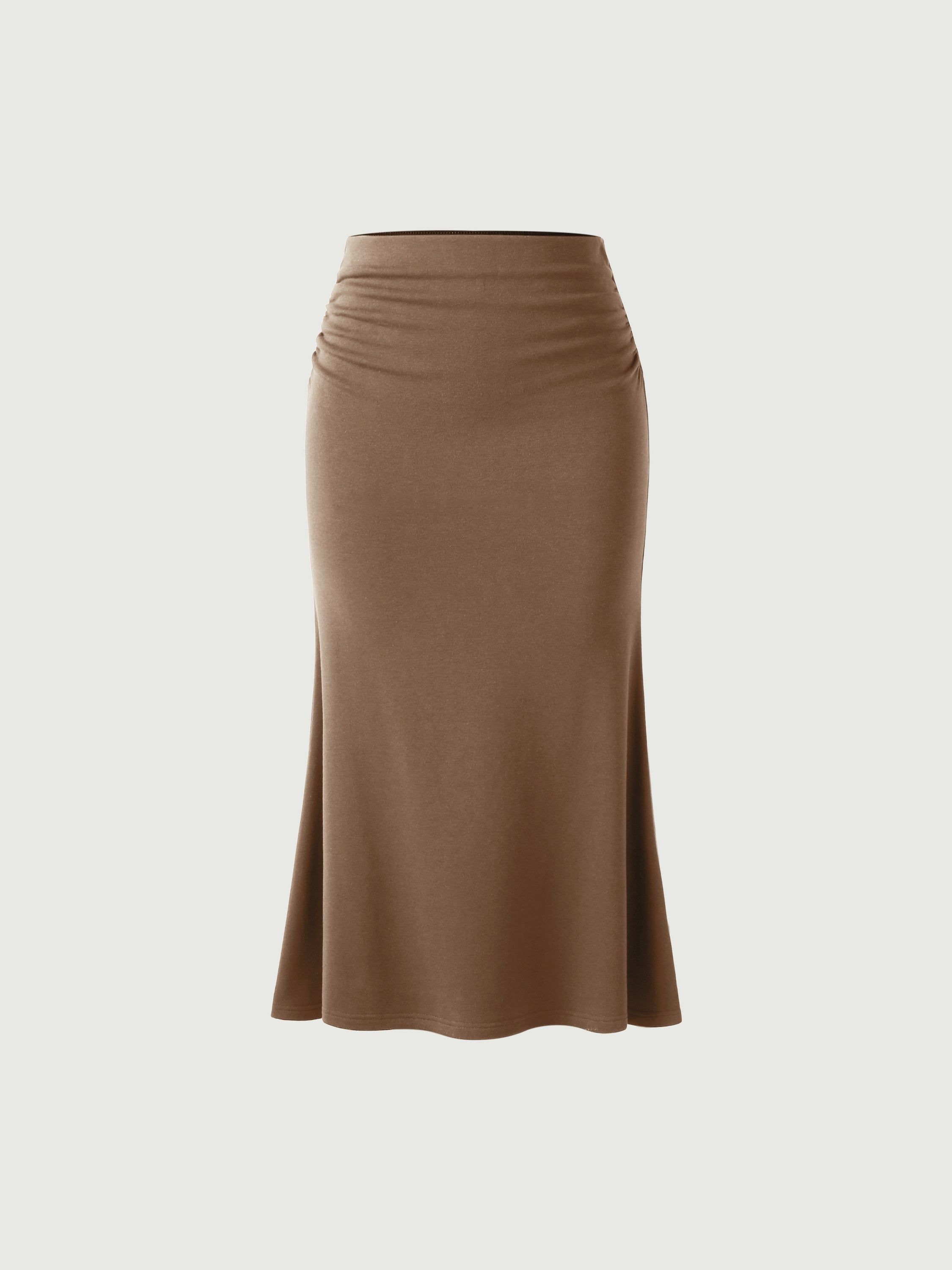 Petite Ruched Side Mermaid Maxi Skirt-Brushed Inside sold by ogl move product image thumbnail 4