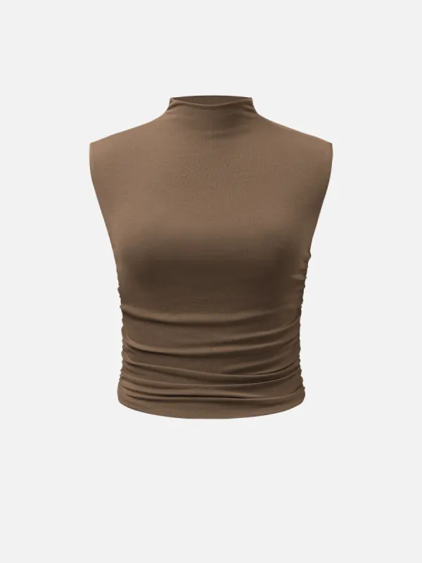 Workleisure Mock Neck Ruched Sides Tank Top sold by ogl move