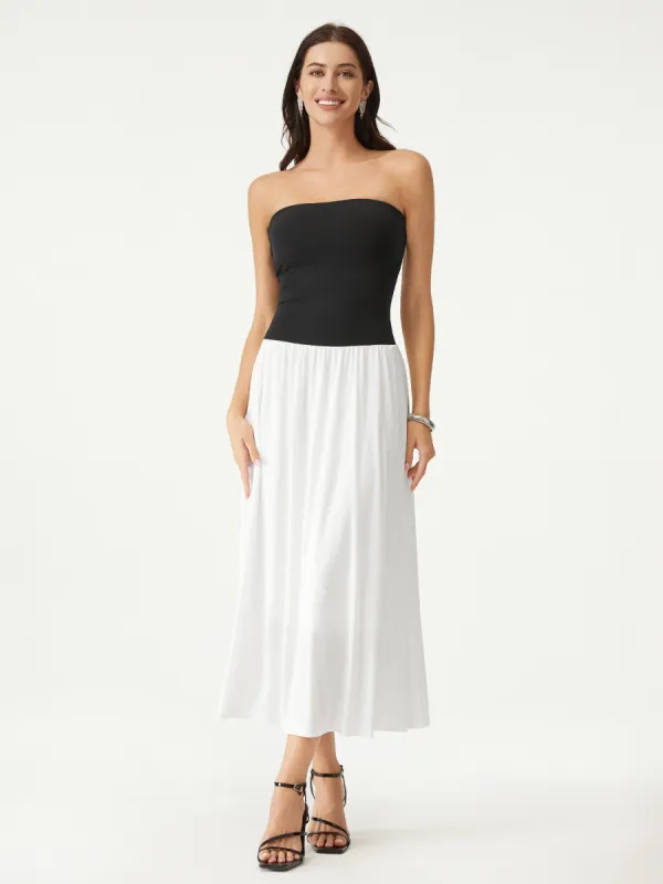 Strapless Two-Tone Maxi Dress sold by ogl move