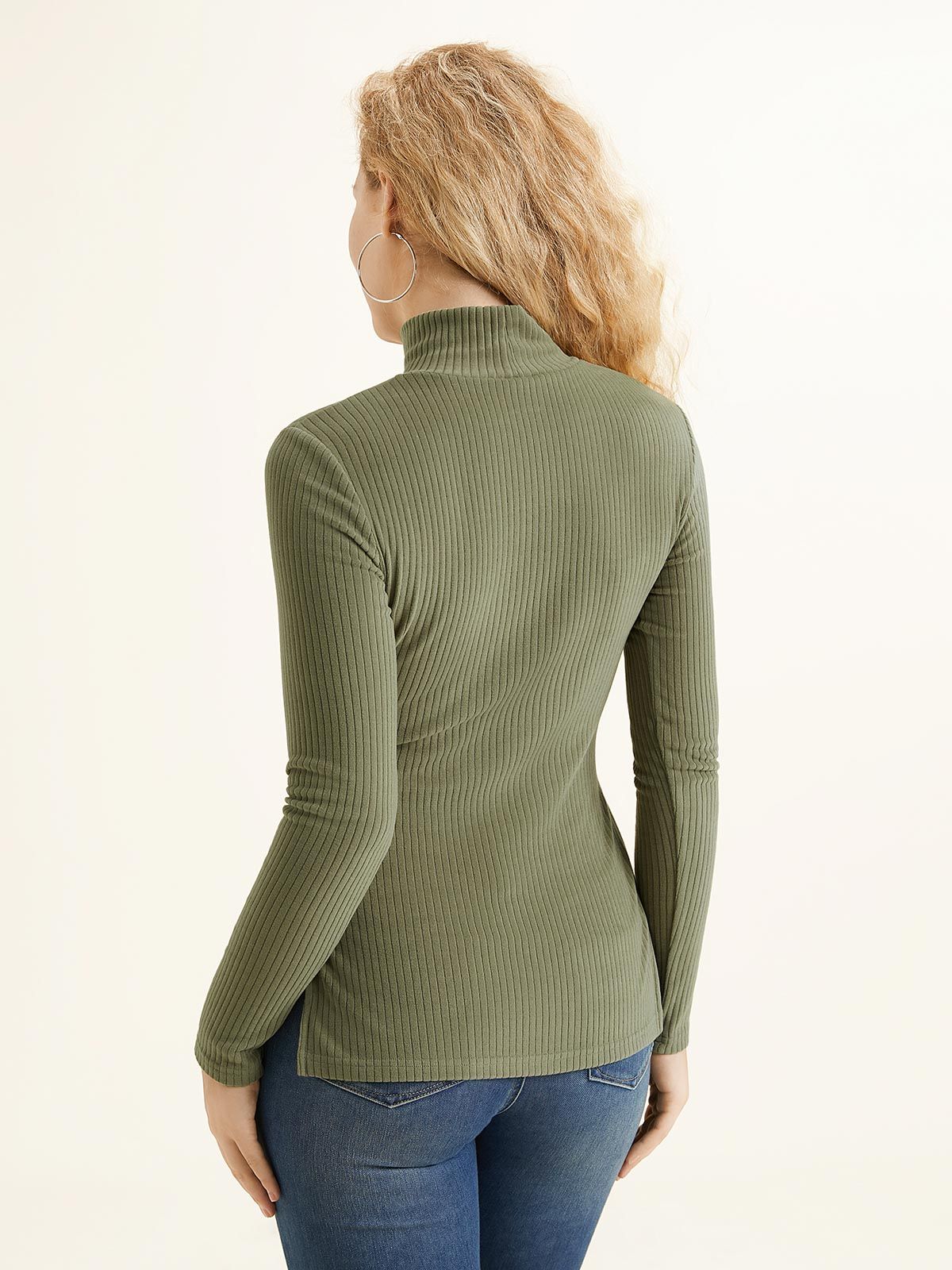 Velvety Touch Turtleneck Slit Hem Tunic Shirt sold by ogl move product image thumbnail 5