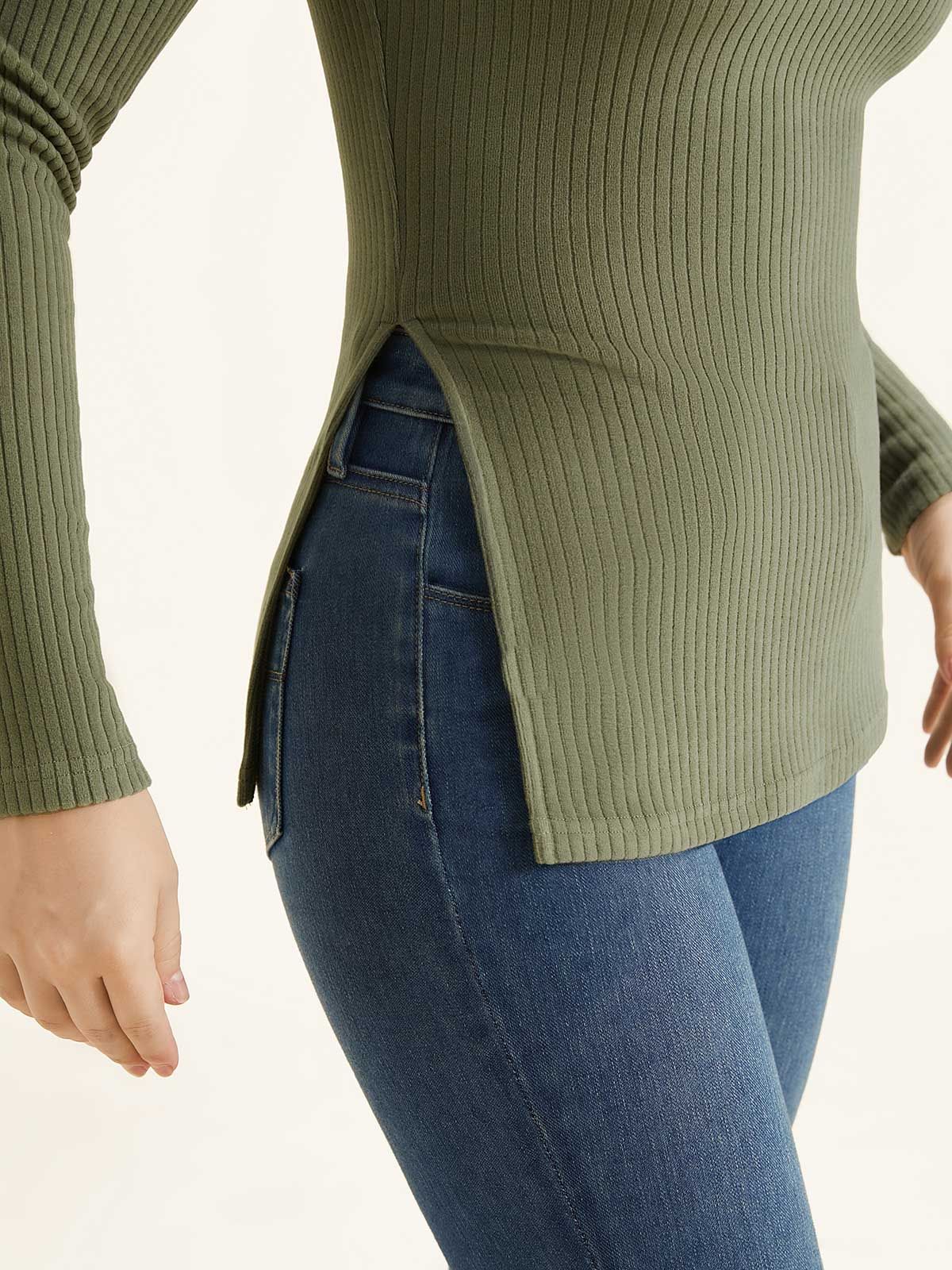 Velvety Touch Turtleneck Slit Hem Tunic Shirt sold by ogl move product image thumbnail 4