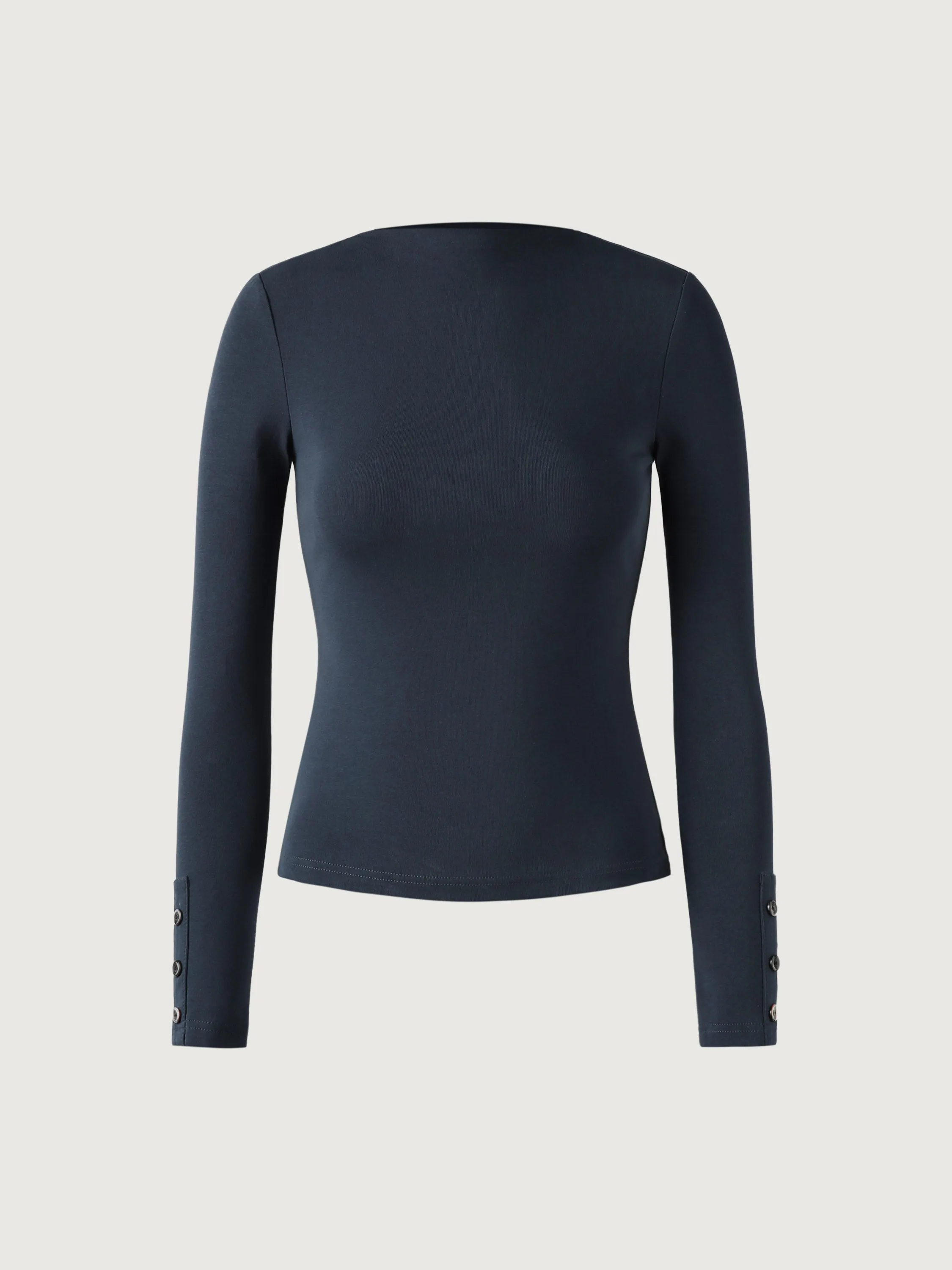Cotton Fine-Rib Fitted Boatneck Long SleeveT-Shirt sold by ogl move product image thumbnail 2