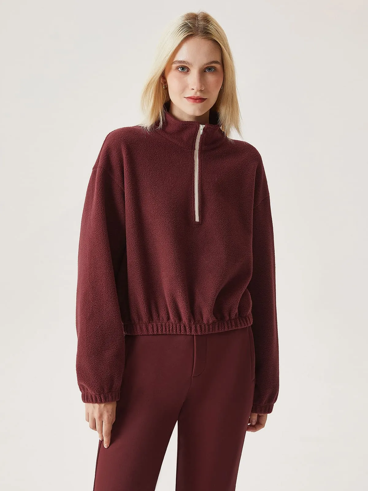 Cozy Polar Fleece Contrast Zipper Sweatshirt sold by ogl move