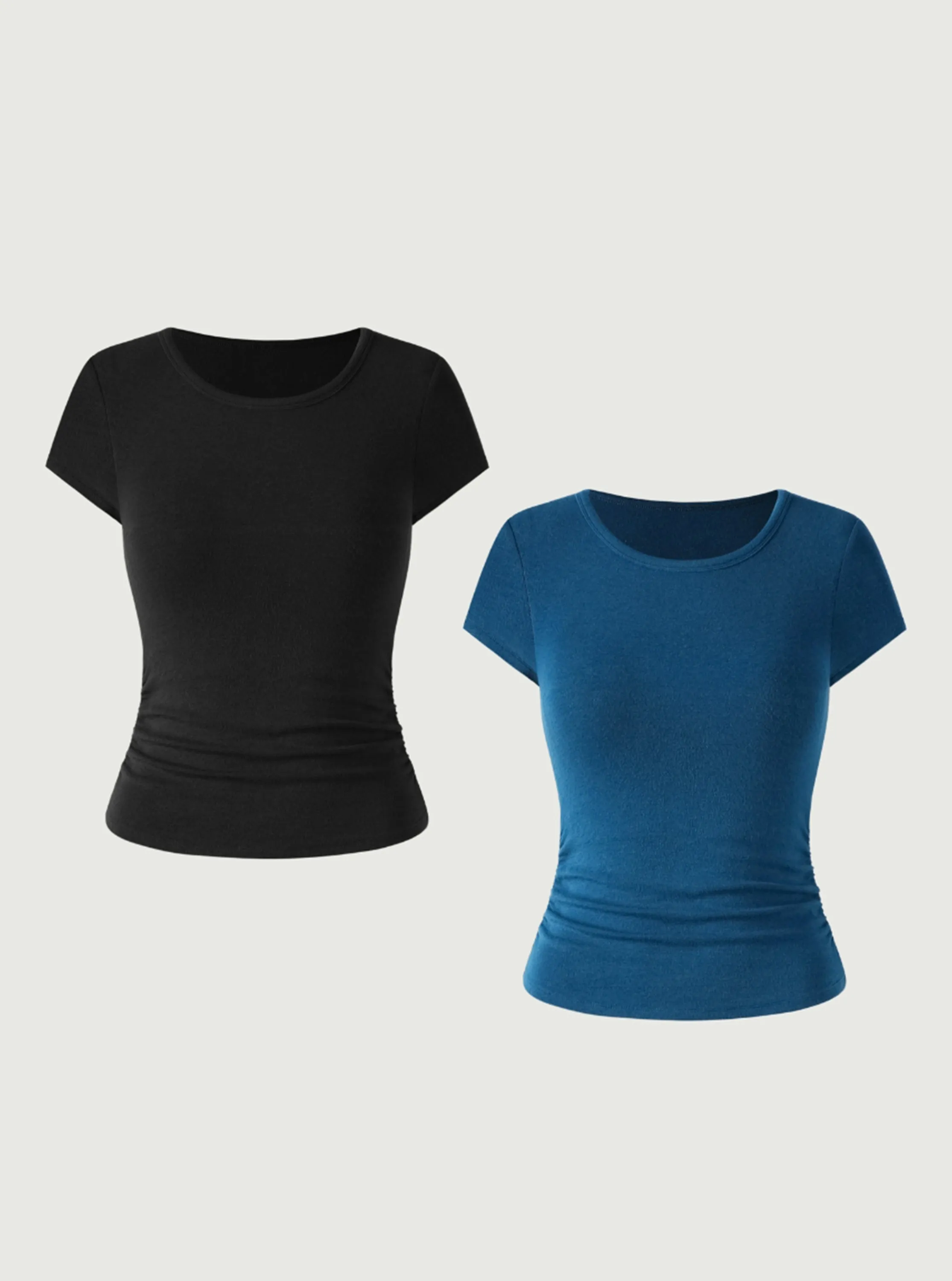 Eco-MiyaMoon® Round Neck Short Sleeve Brami Top 2Pcs Set sold by ogl move