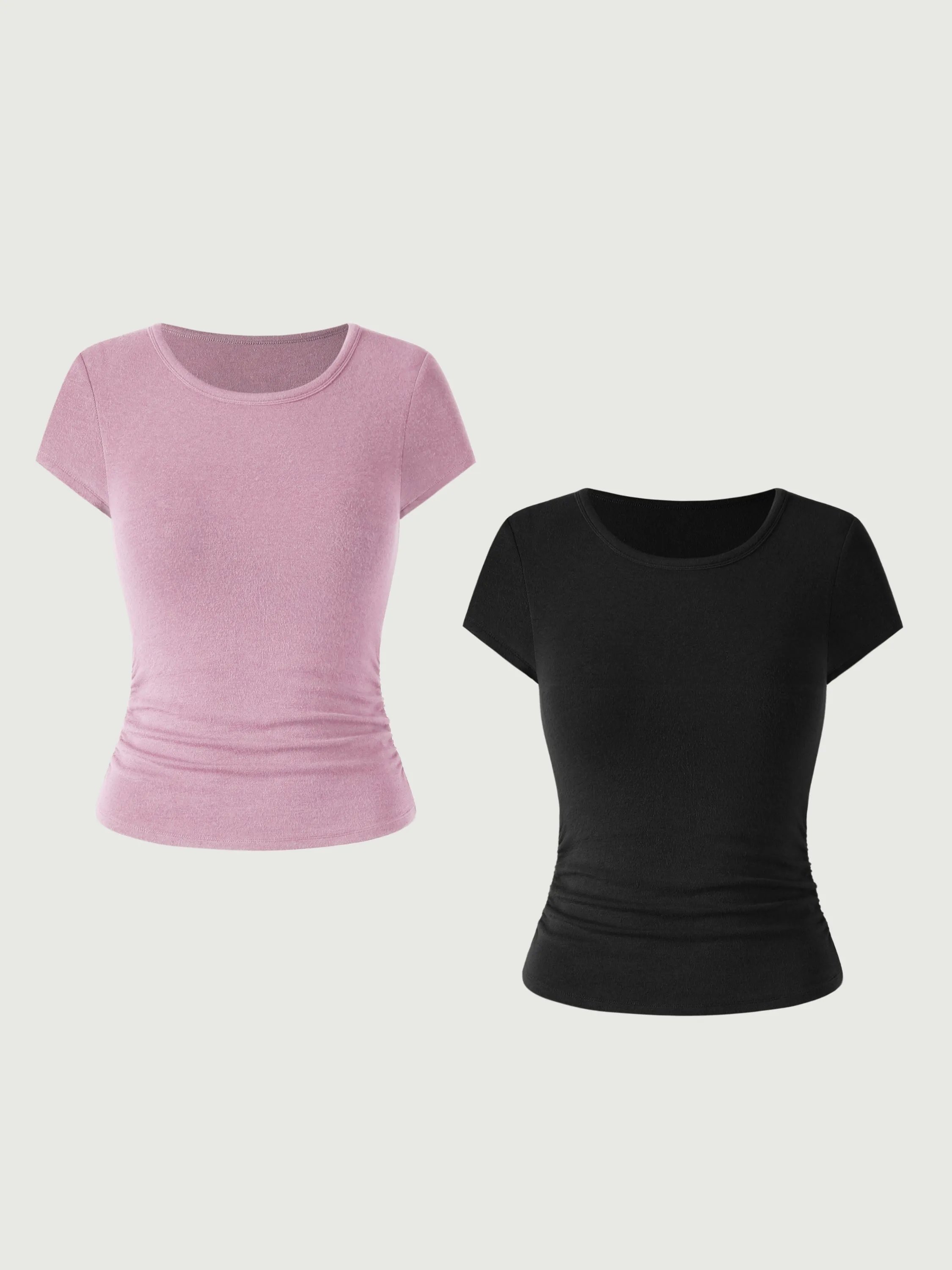 Eco-MiyaMoon® Round Neck Short Sleeve Brami Top 2Pcs Set sold by ogl move product image thumbnail 4