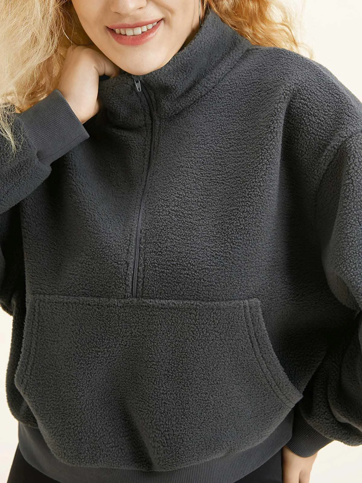 Lightweight Cozy Fleece Half Zip-up Sweatshirt sold by ogl move product image thumbnail 4