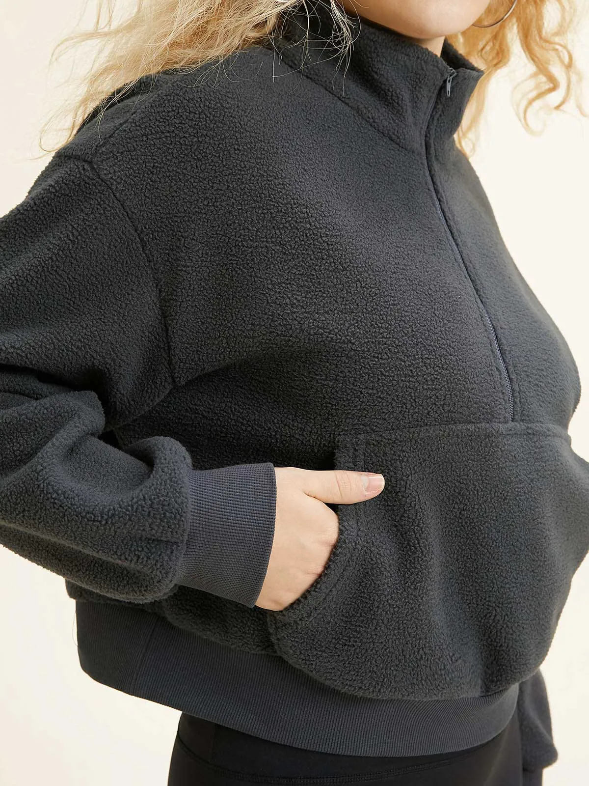 Lightweight Cozy Fleece Half Zip-up Sweatshirt sold by ogl move product image thumbnail 5