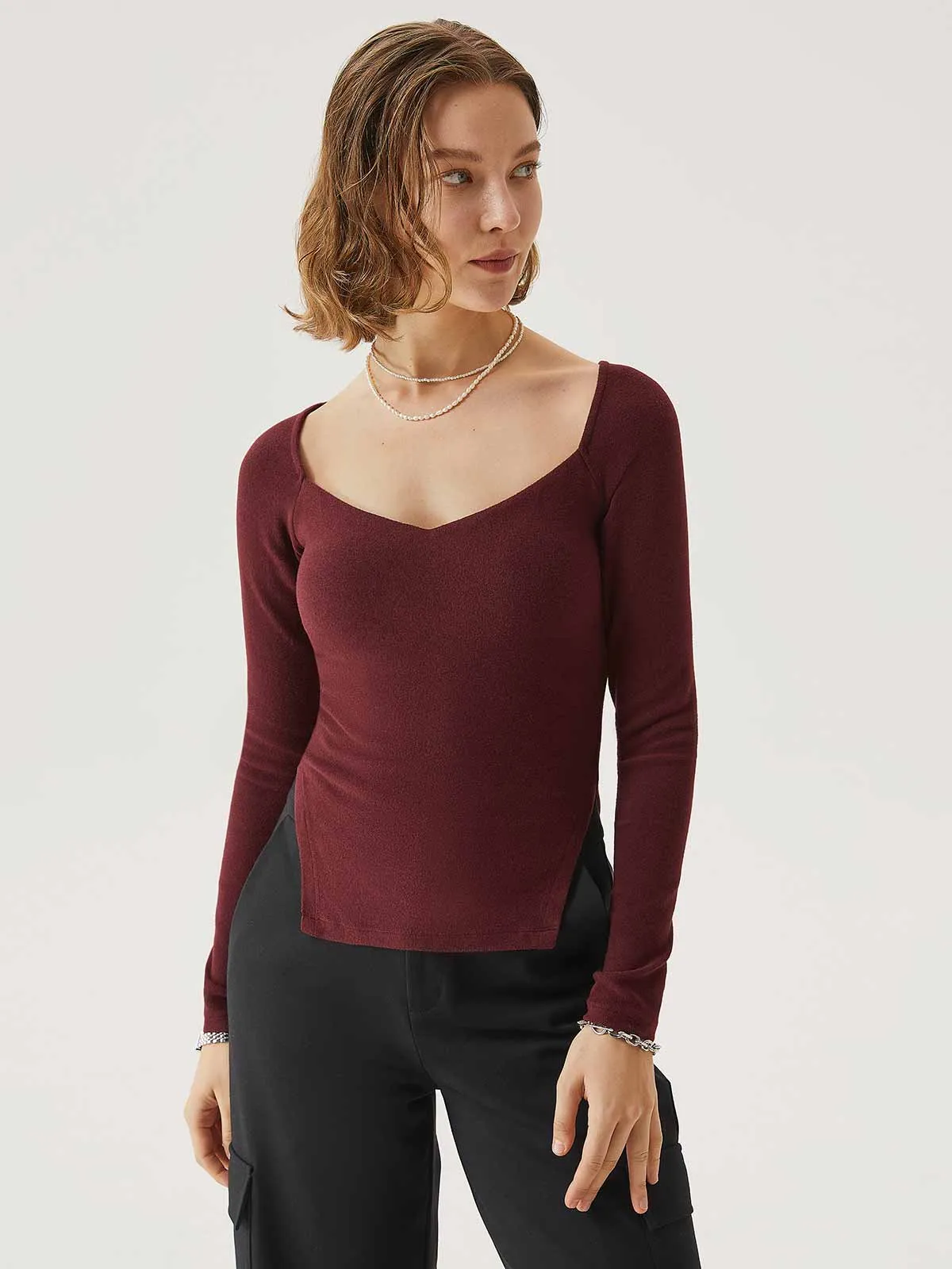 Thermal Sweatheart Angled Hem Brami Top sold by ogl move