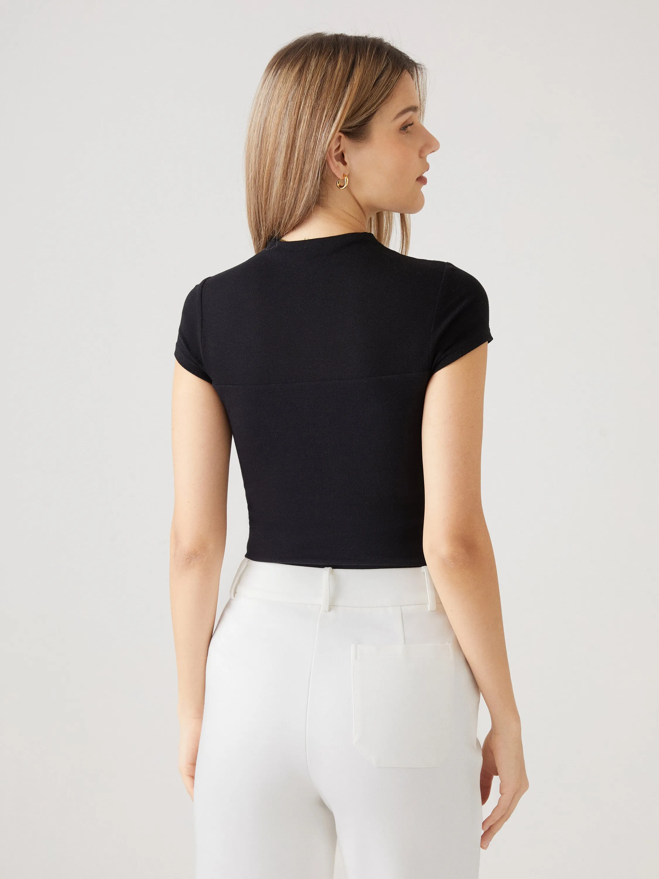 Wool Semi-Sheer Mockneck Cap Sleeve Brami Top sold by ogl move product image thumbnail 4