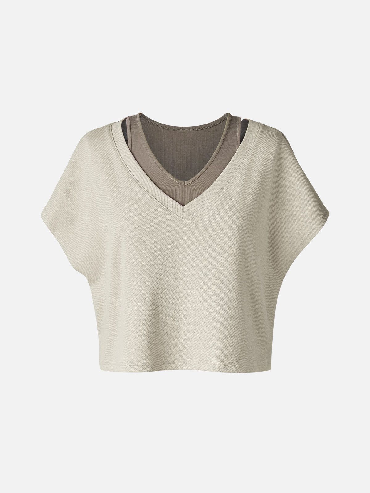 Two-Piece V-Neck Batwing Crop Top & Relaxed Shorts sold by ogl move product image thumbnail 4