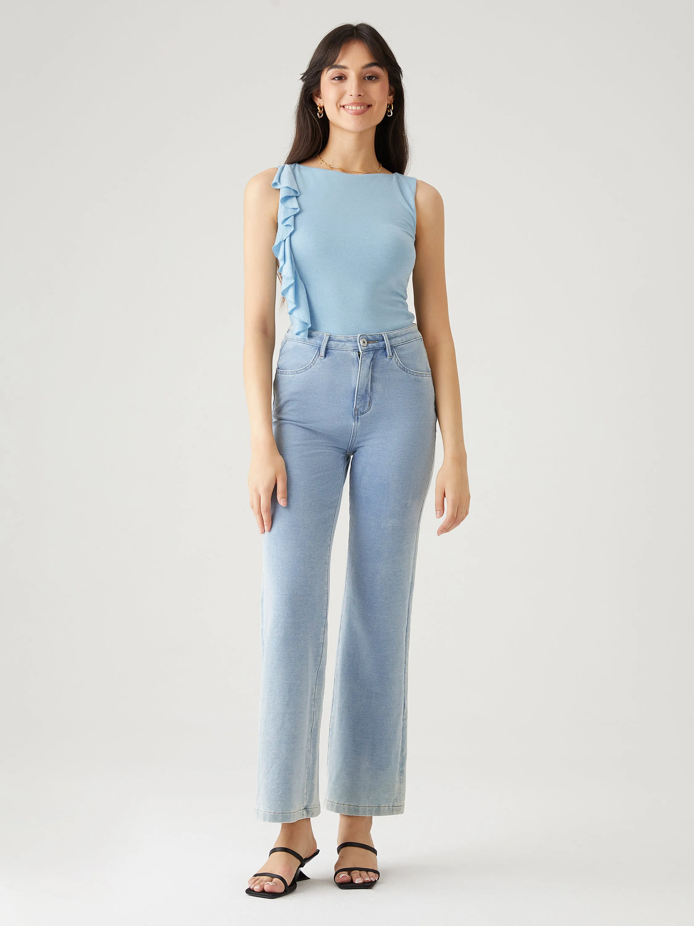 Tencel Wool Asymmetrical Ruffle Tank sold by ogl move product image thumbnail 5
