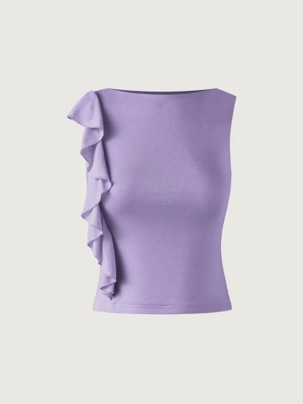Tencel Wool Asymmetrical Ruffle Tank made by OGLmove