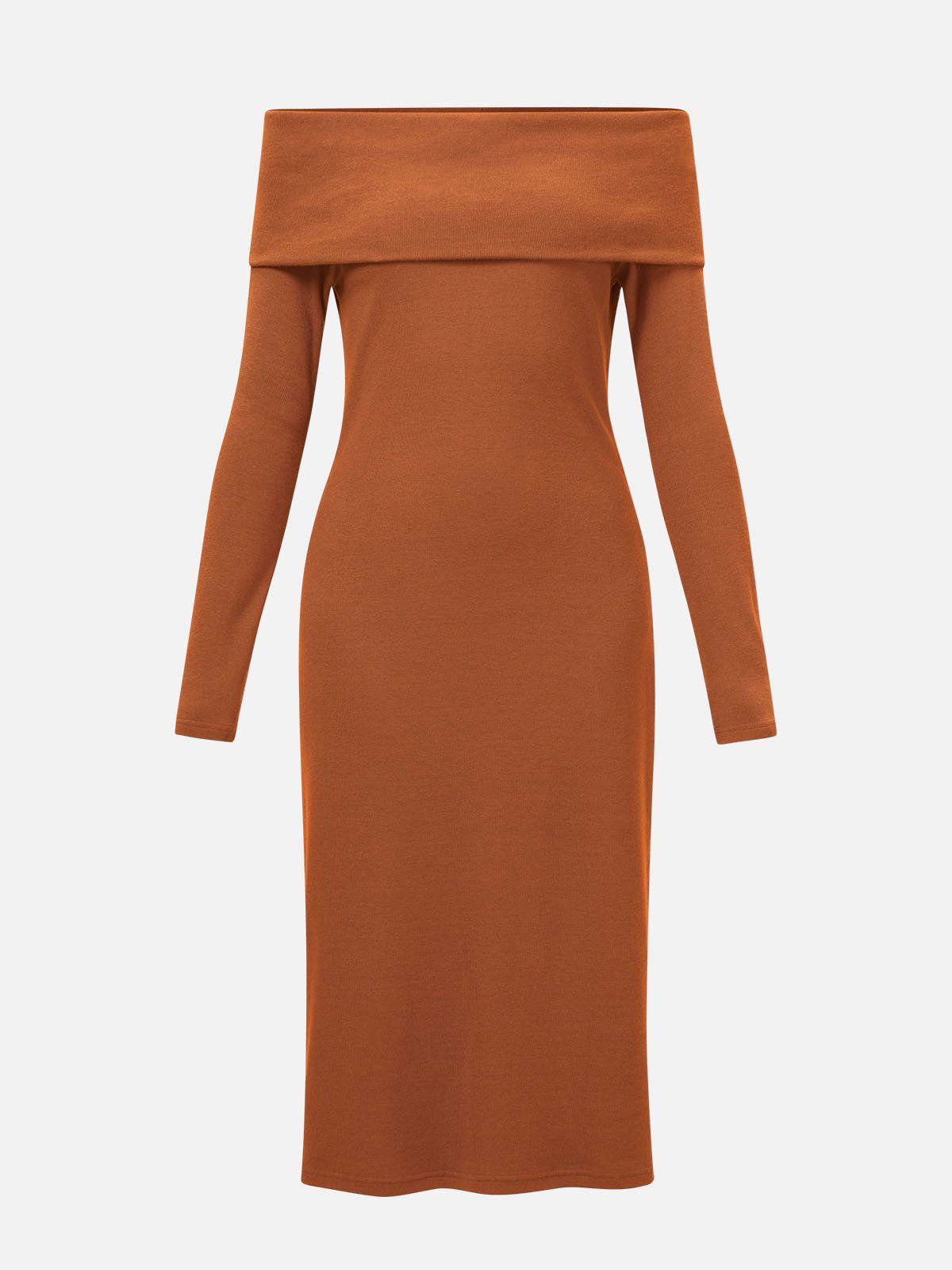 Off-the-shoulder Long Sleeve Midi Knit Dress sold by ogl move