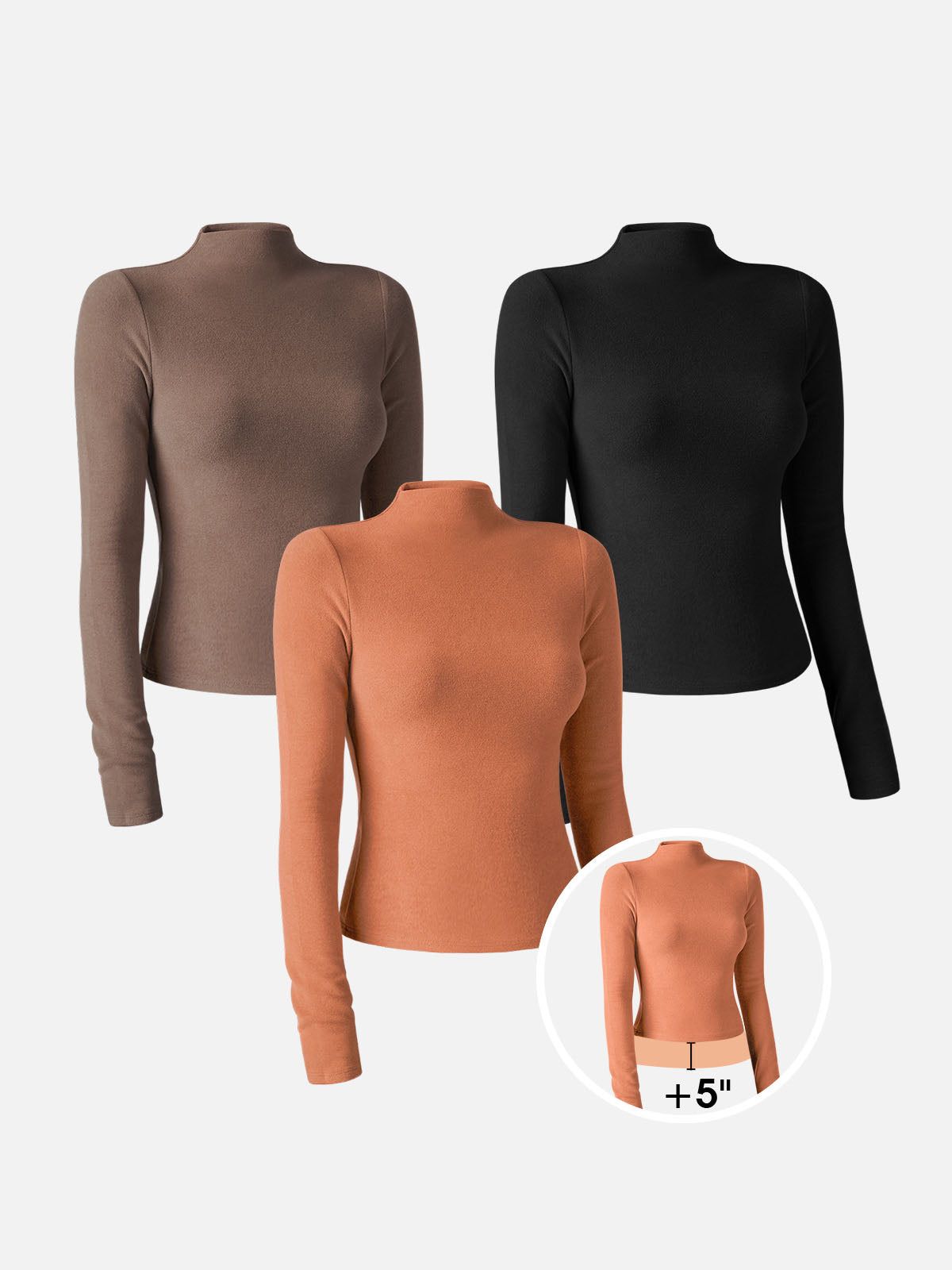 Eco-Mousse® Brushed Mock Neck Top-Hip Length-3Pcs Set sold by ogl move