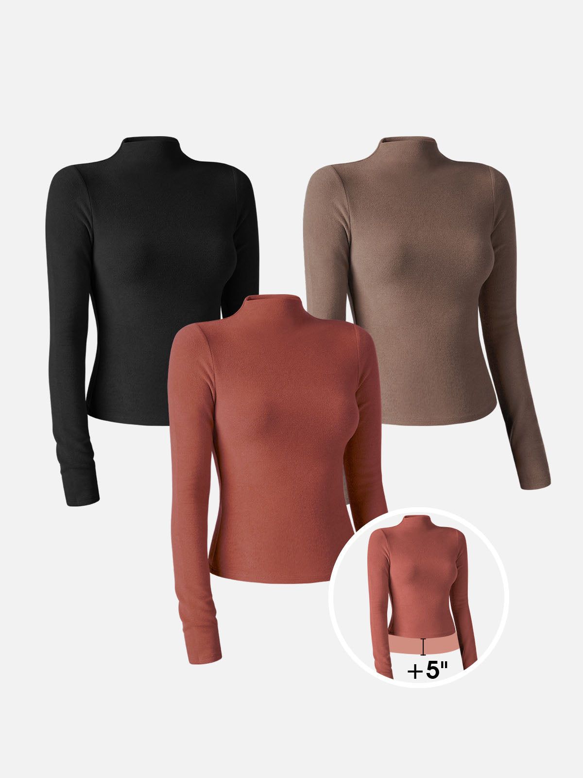 Eco-Mousse® Brushed Mock Neck Top-Hip Length-3Pcs Set sold by ogl move product image thumbnail 2