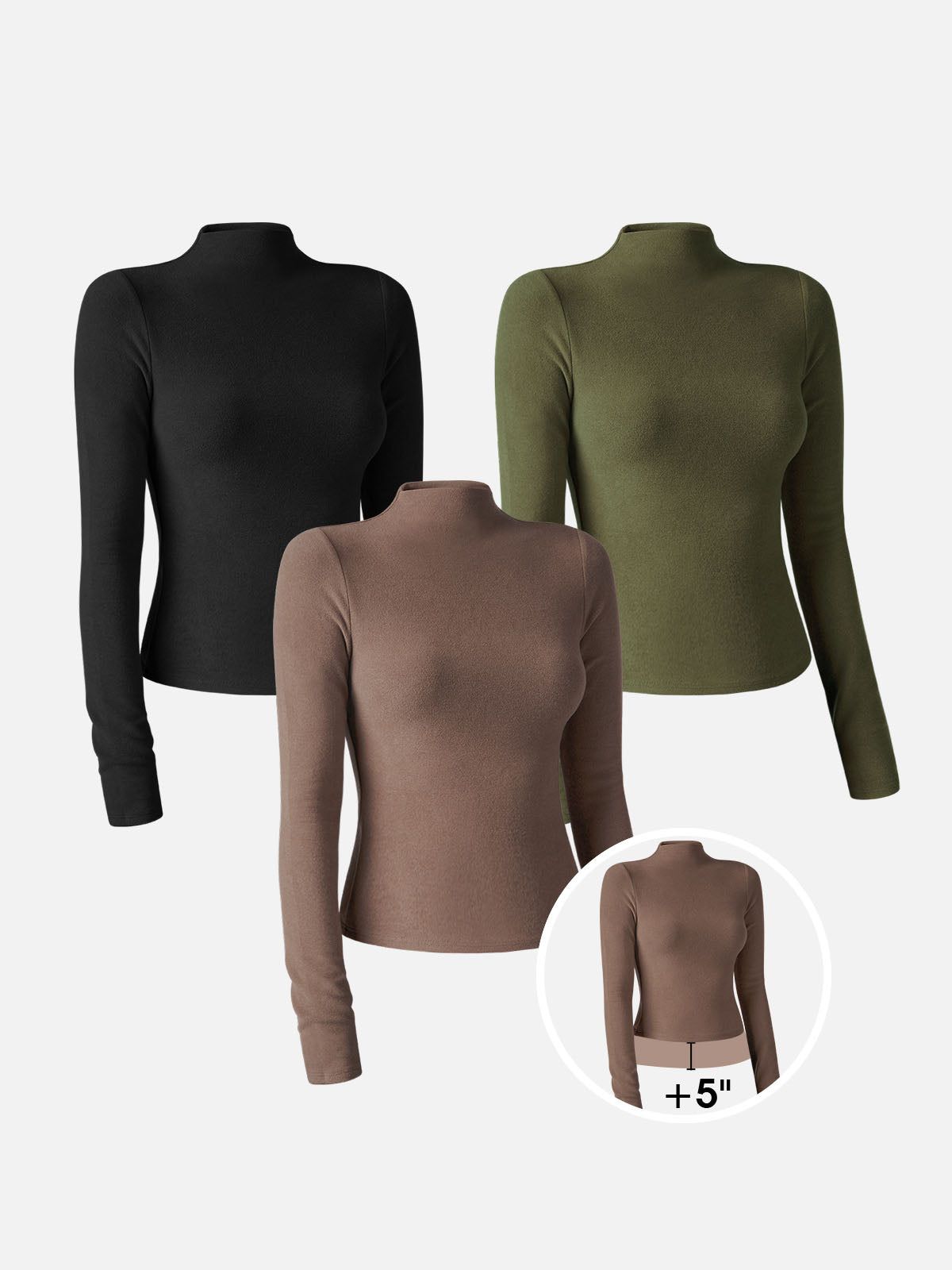 Eco-Mousse® Brushed Mock Neck Top-Hip Length-3Pcs Set sold by ogl move product image thumbnail 4