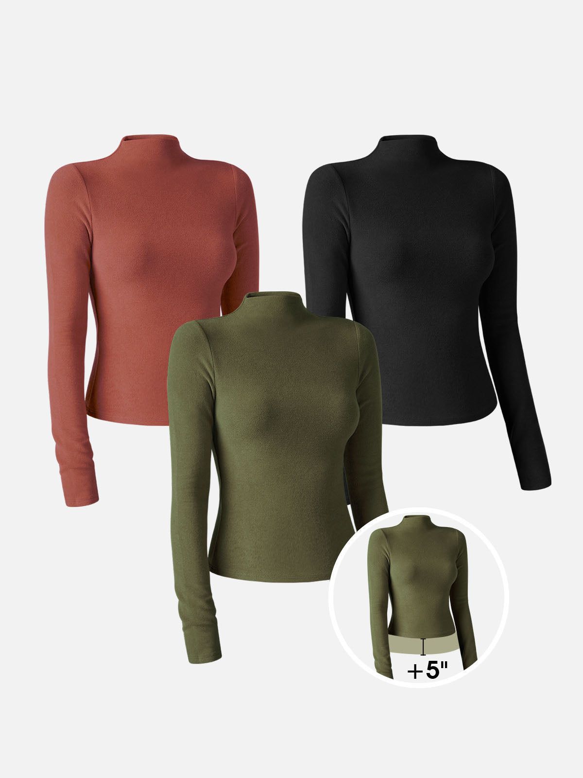 Eco-Mousse® Brushed Mock Neck Top-Hip Length-3Pcs Set sold by ogl move product image thumbnail 5