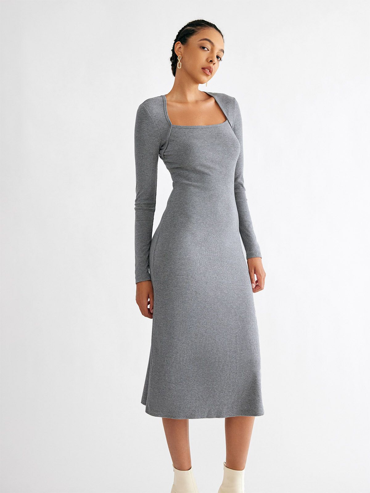 Modest Tapered Square Neck Midi Dress sold by ogl move product image thumbnail 4