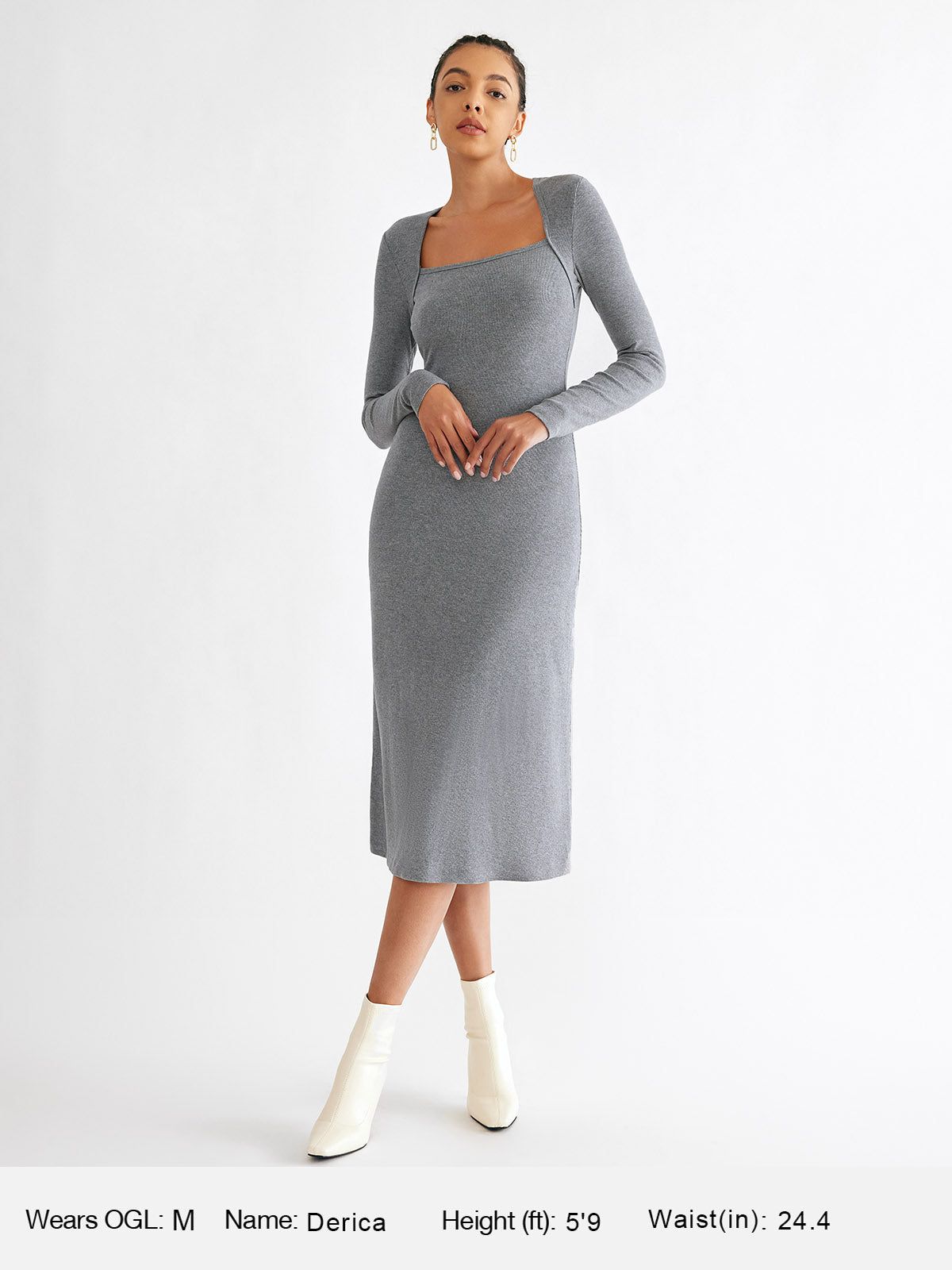 Modest Tapered Square Neck Midi Dress sold by ogl move product image thumbnail 2