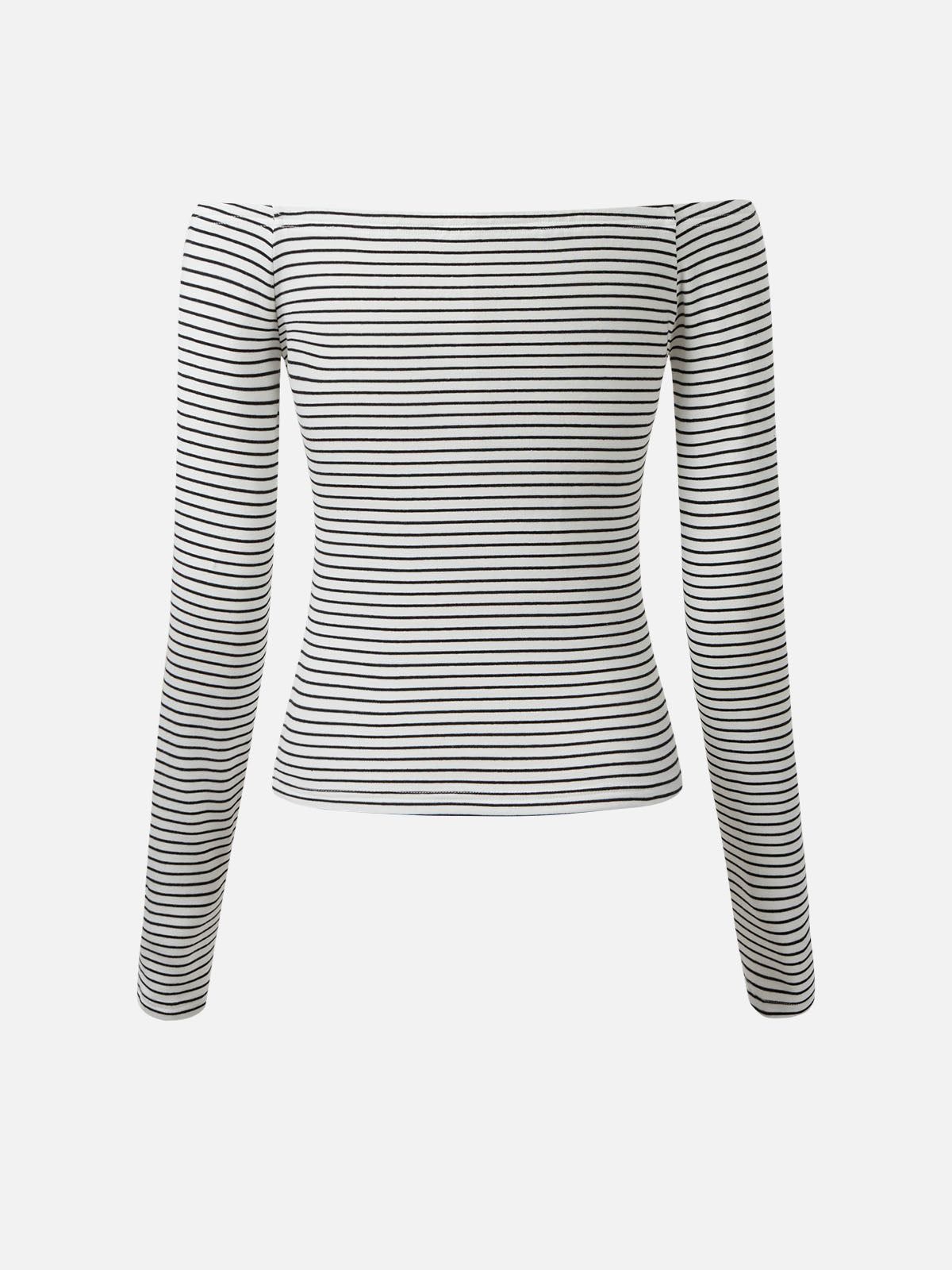 Cotton Off-the-shoulder Striped Knit Top sold by ogl move product image thumbnail 3