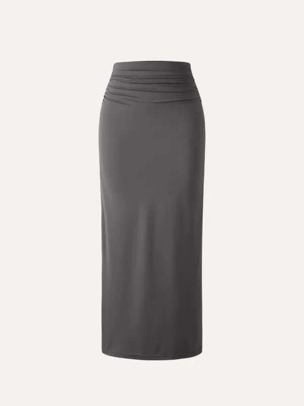 Cotton Jersey Ruched Side Pencil Maxi Skirt made by OGLmove