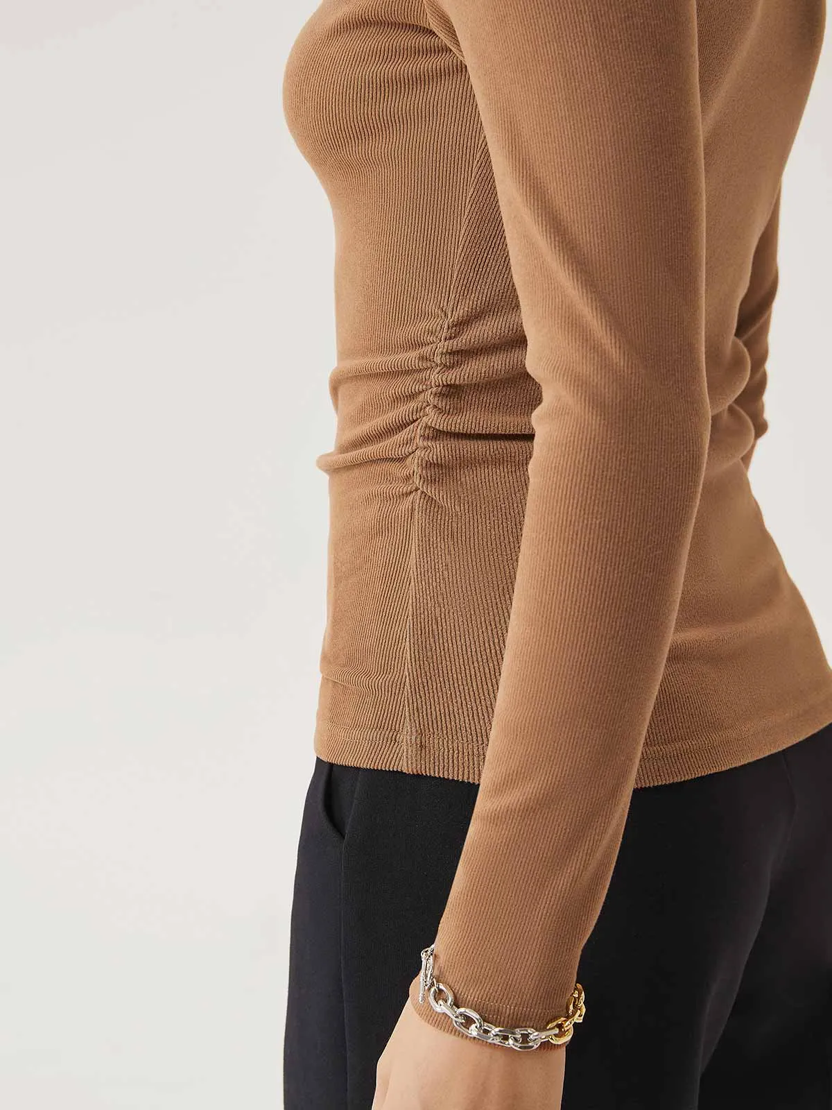 Brushed Rib Open Collar Polo Top sold by ogl move product image thumbnail 4
