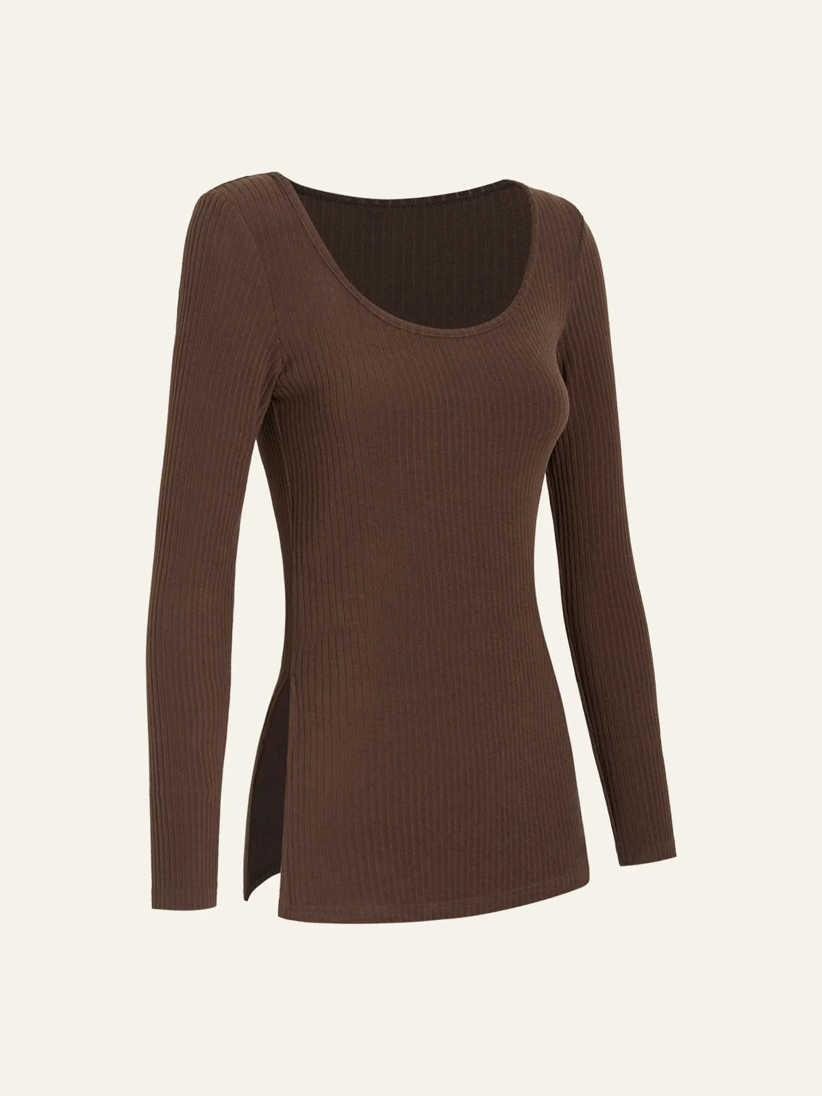 Velvety Touch Scoop Neck Side Slit Tunic Shirt sold by ogl move product image thumbnail 2