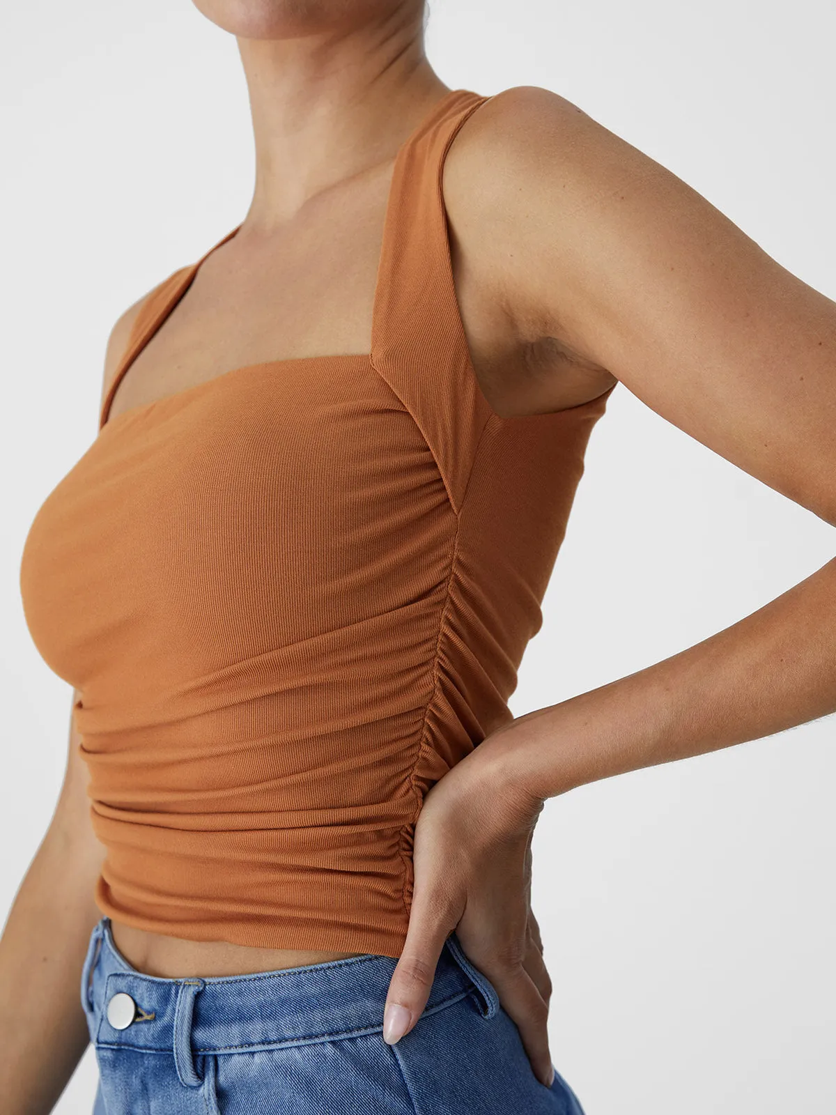 Eco-SkinKiss® Ruched Tapered Square Neck Tank sold by ogl move product image thumbnail 3