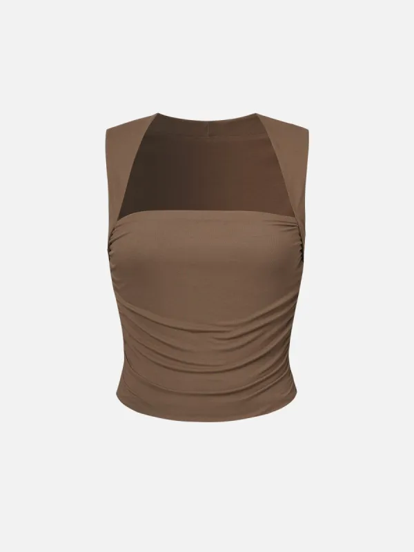 Eco-SkinKiss® Ruched Tapered Square Neck Tank sold by ogl move