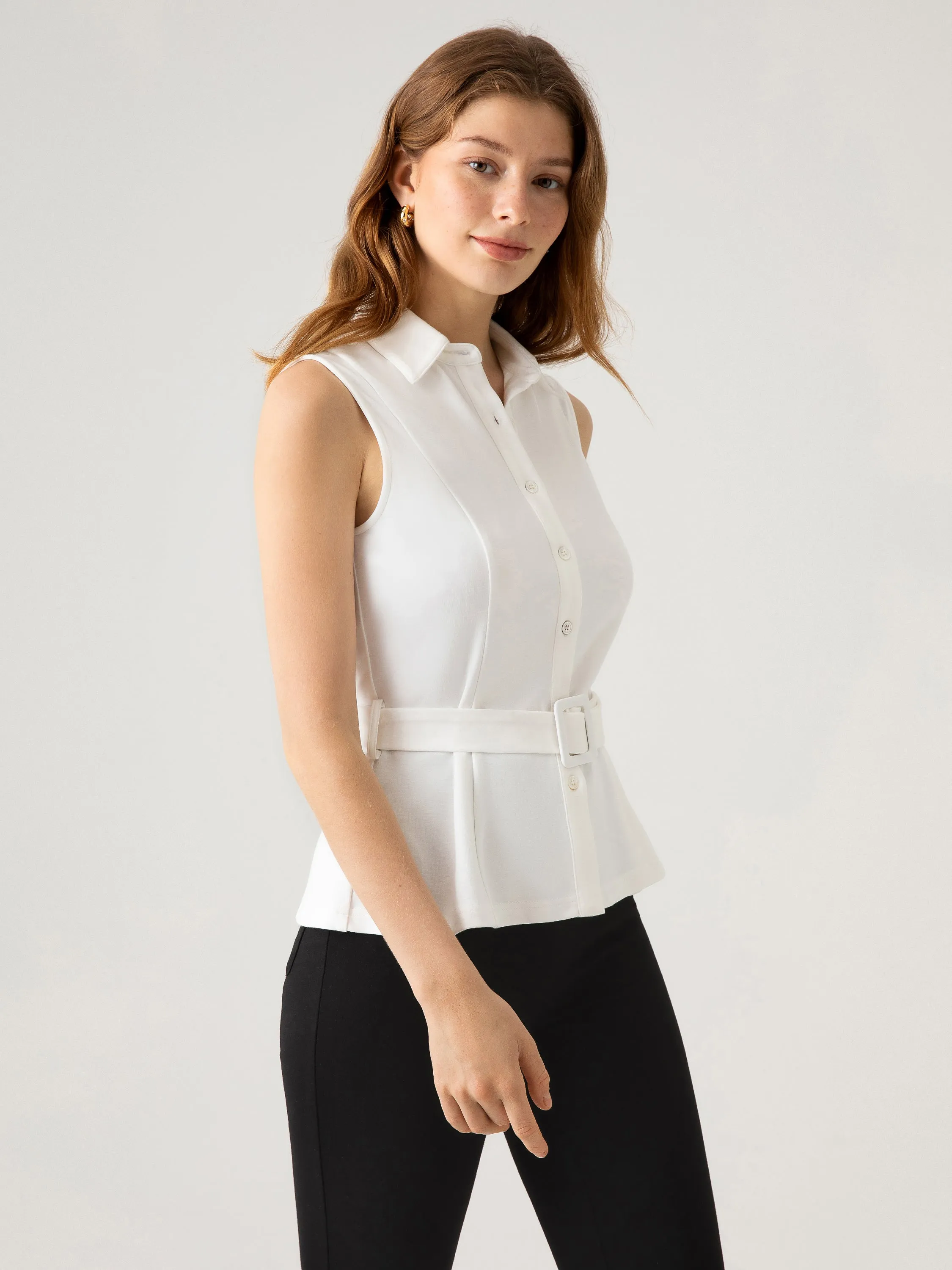 Belted Sleeveless Shirt sold by ogl move product image thumbnail 4