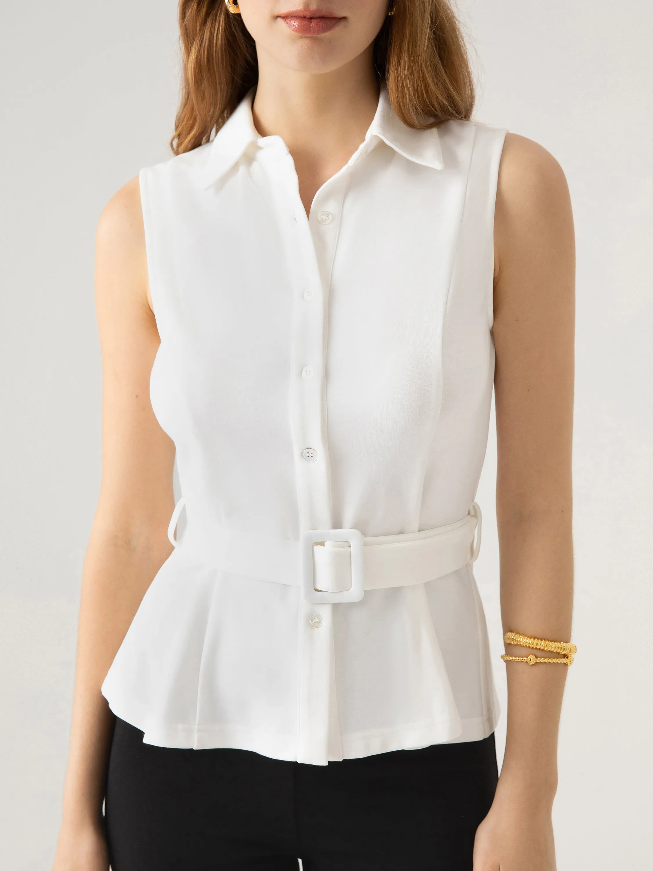 Belted Sleeveless Shirt sold by ogl move product image thumbnail 5