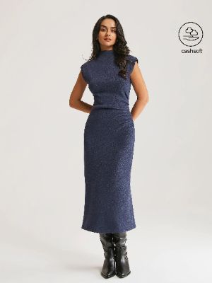 Cashsoft Mockneck Sleeveless Midi Dress sold by ogl move