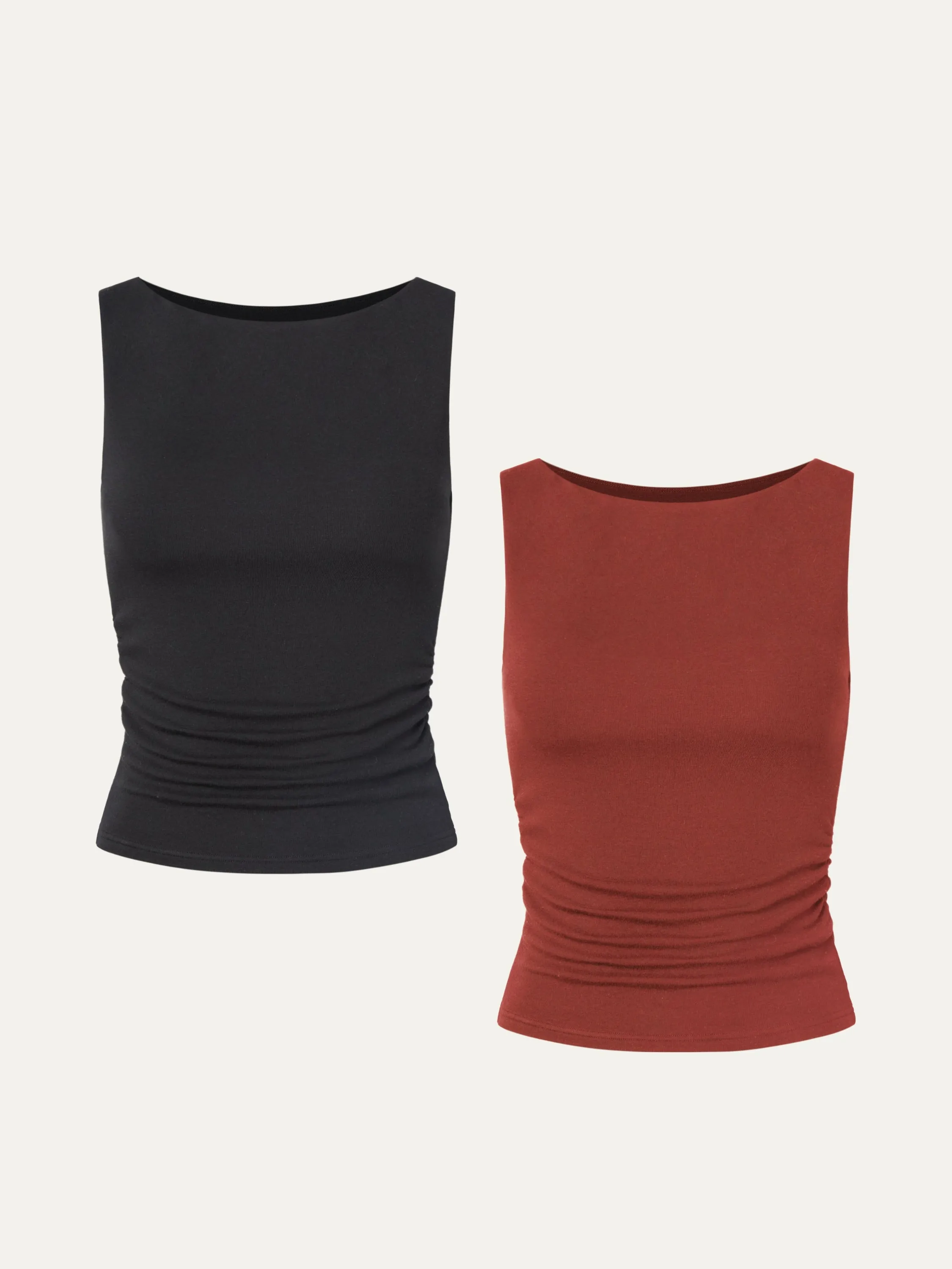 2Pcs Set Ruched Sides Boatneck Brami Top sold by ogl move product image thumbnail 3