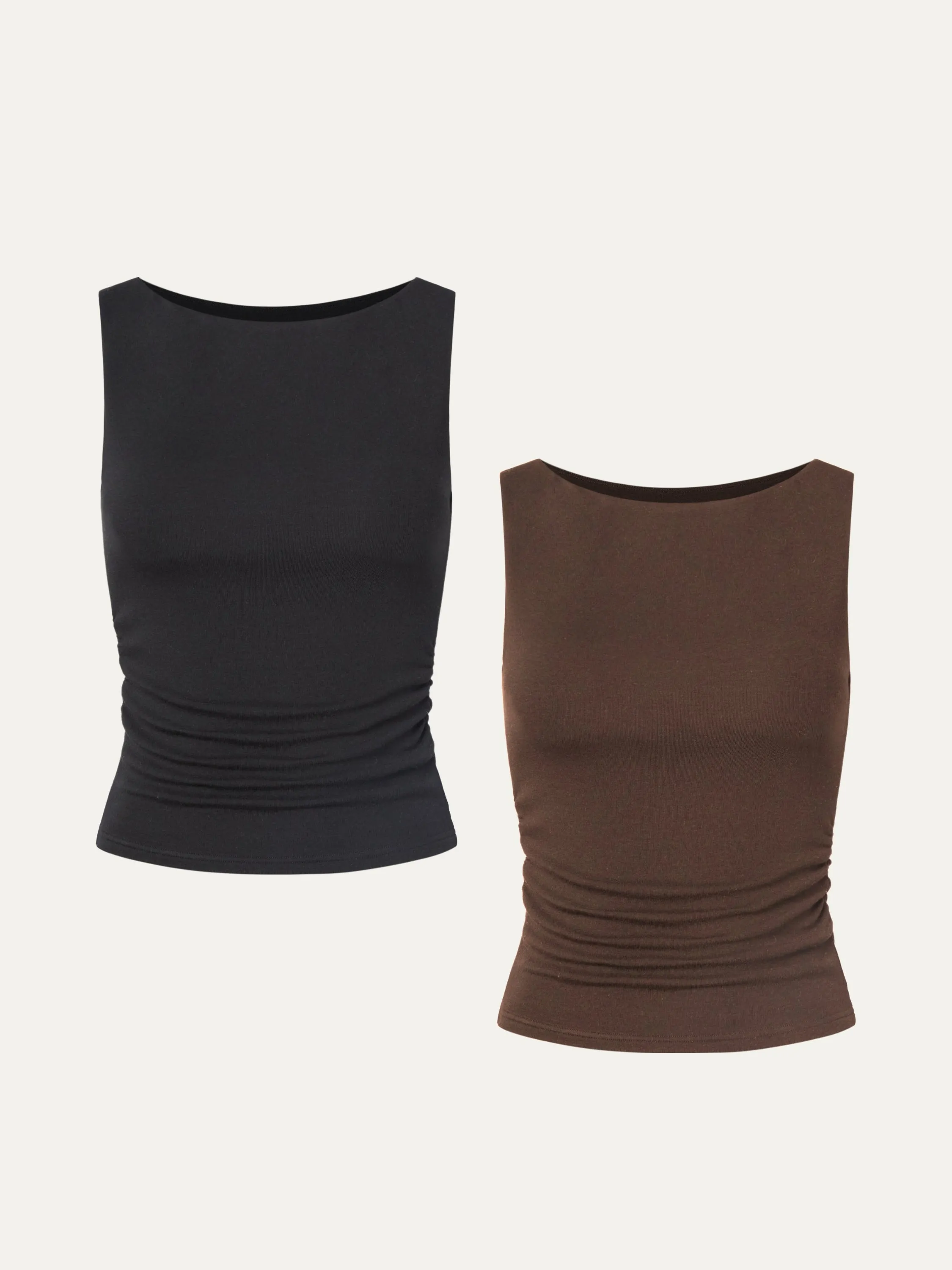 2Pcs Set Ruched Sides Boatneck Brami Top sold by ogl move product image thumbnail 5