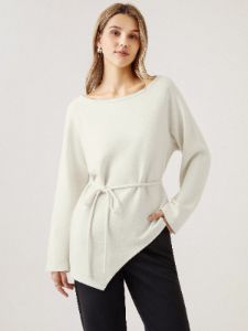 CashSoft Asymmetrical Hem Top With A Tie sold by ogl move