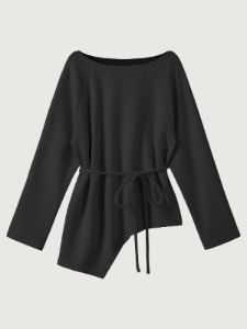 CashSoft Asymmetrical Hem Top With A Tie sold by ogl move