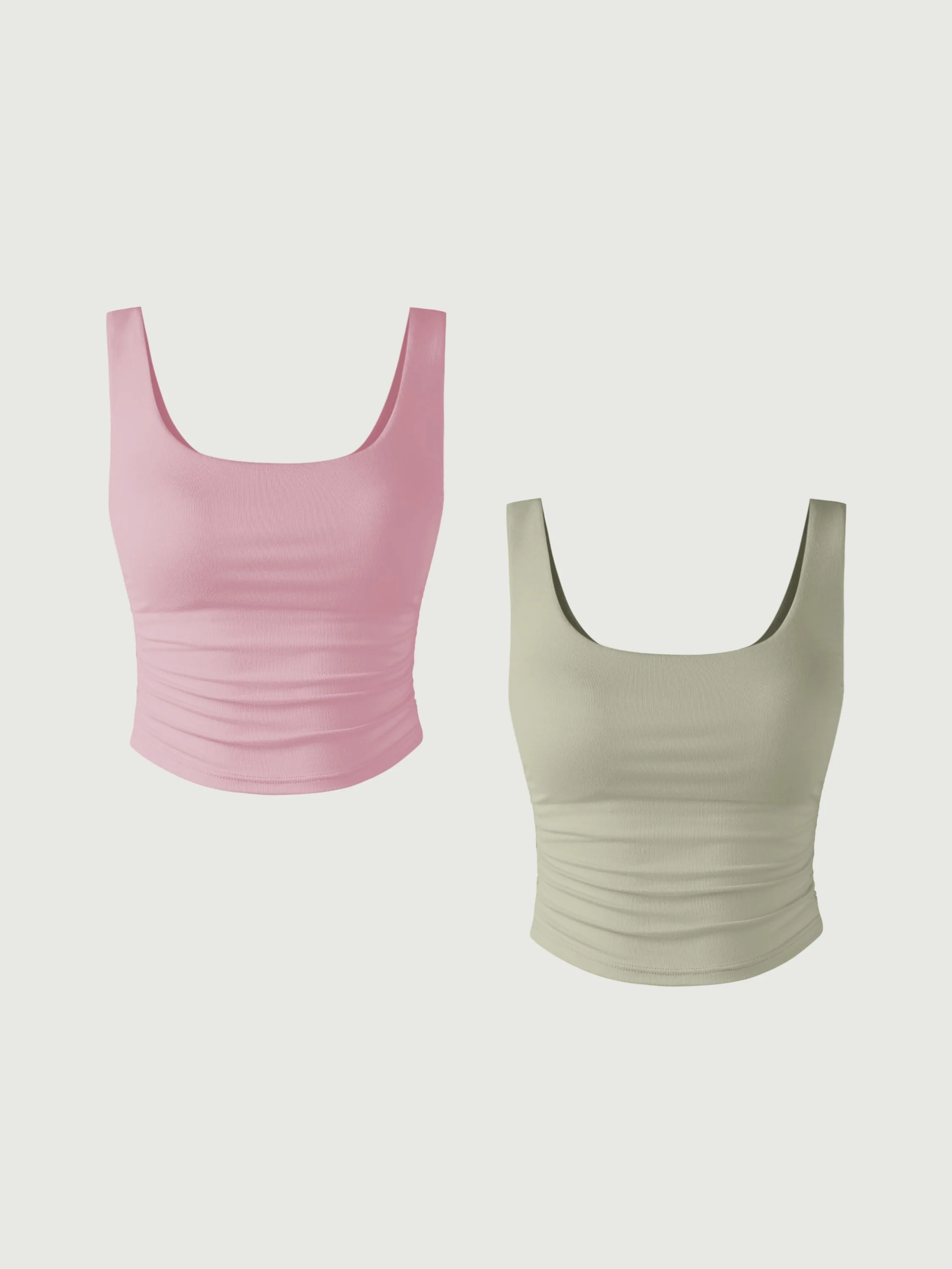 Ruched Sides Square Brami Tank Top 2Pcs Set sold by ogl move product image thumbnail 3