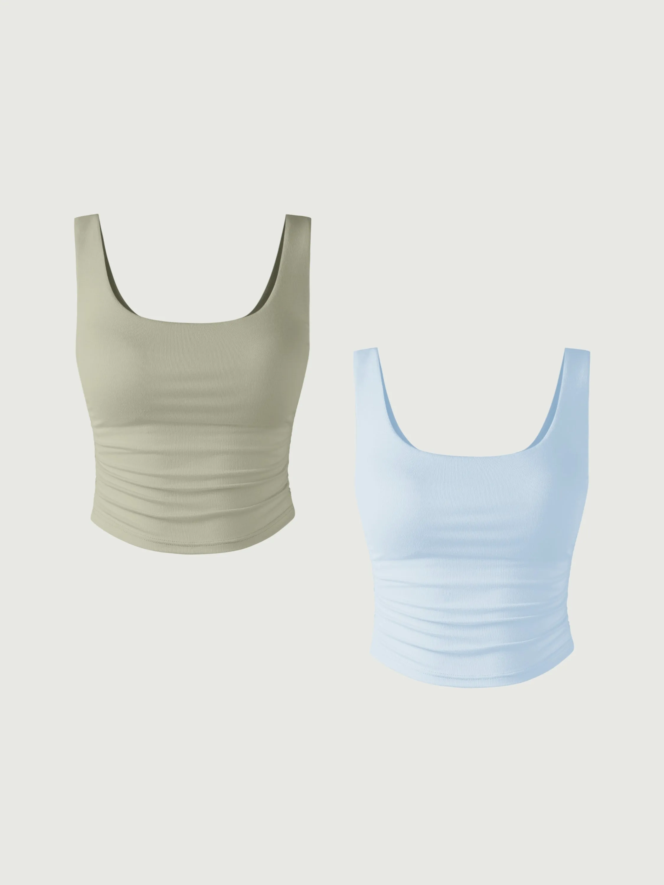 Ruched Sides Square Brami Tank Top 2Pcs Set sold by ogl move product image thumbnail 4