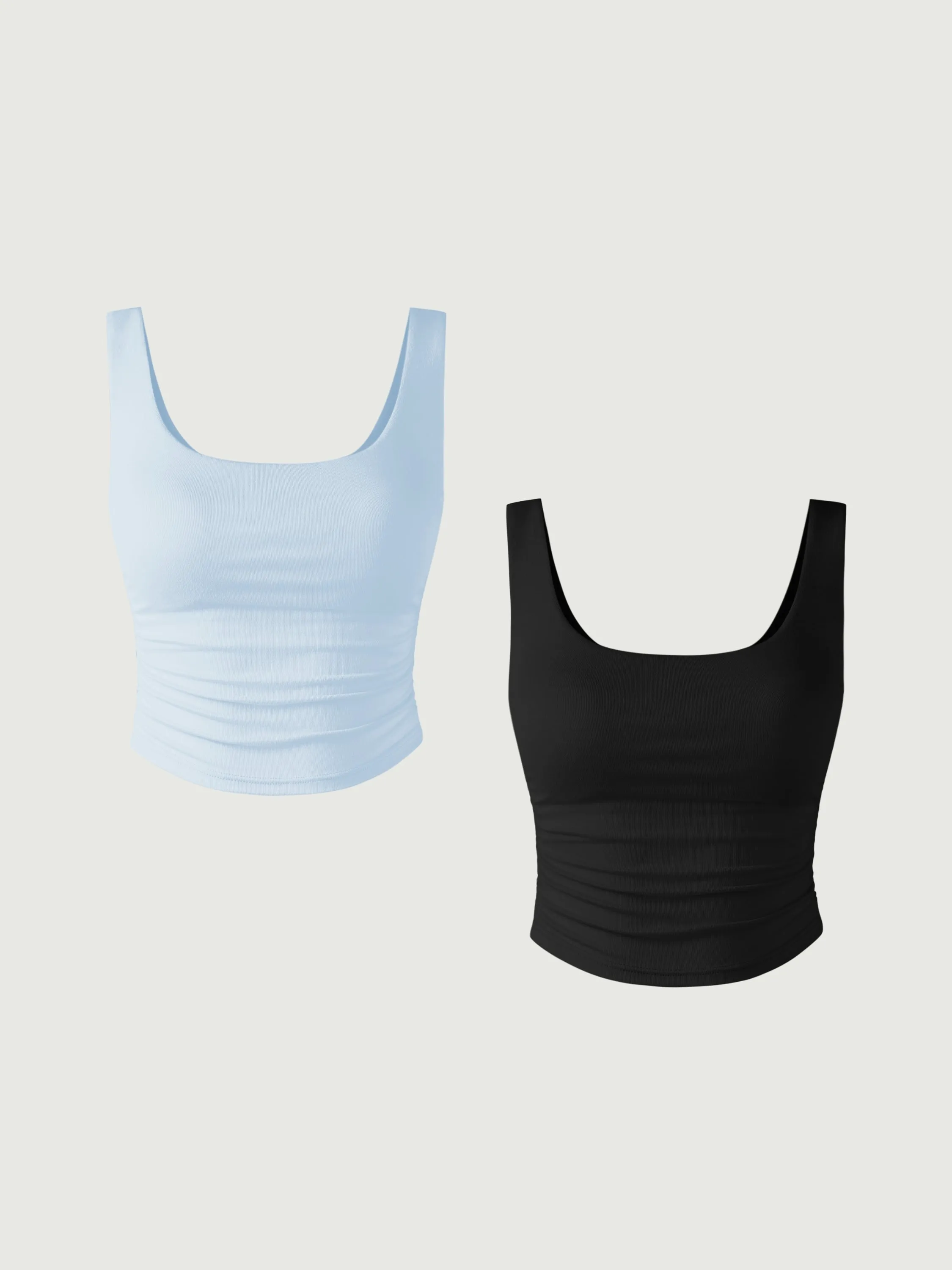 Ruched Sides Square Brami Tank Top 2Pcs Set sold by ogl move product image thumbnail 2