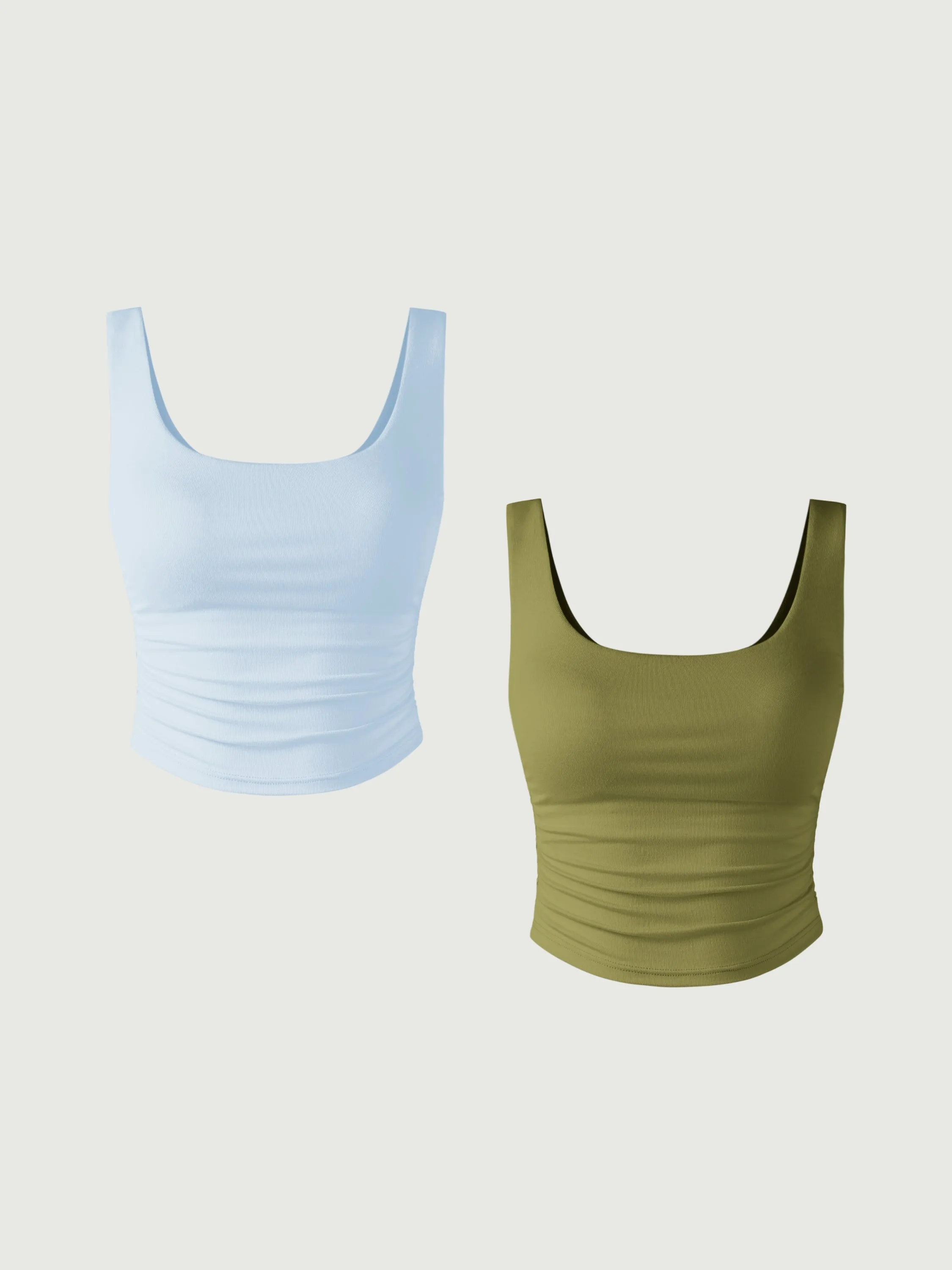 Ruched Sides Square Brami Tank Top 2Pcs Set sold by ogl move product image thumbnail 5