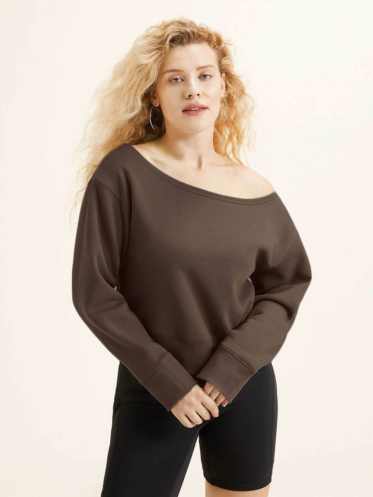Off Shoulder Fleeced Sweatshirt sold by ogl move
