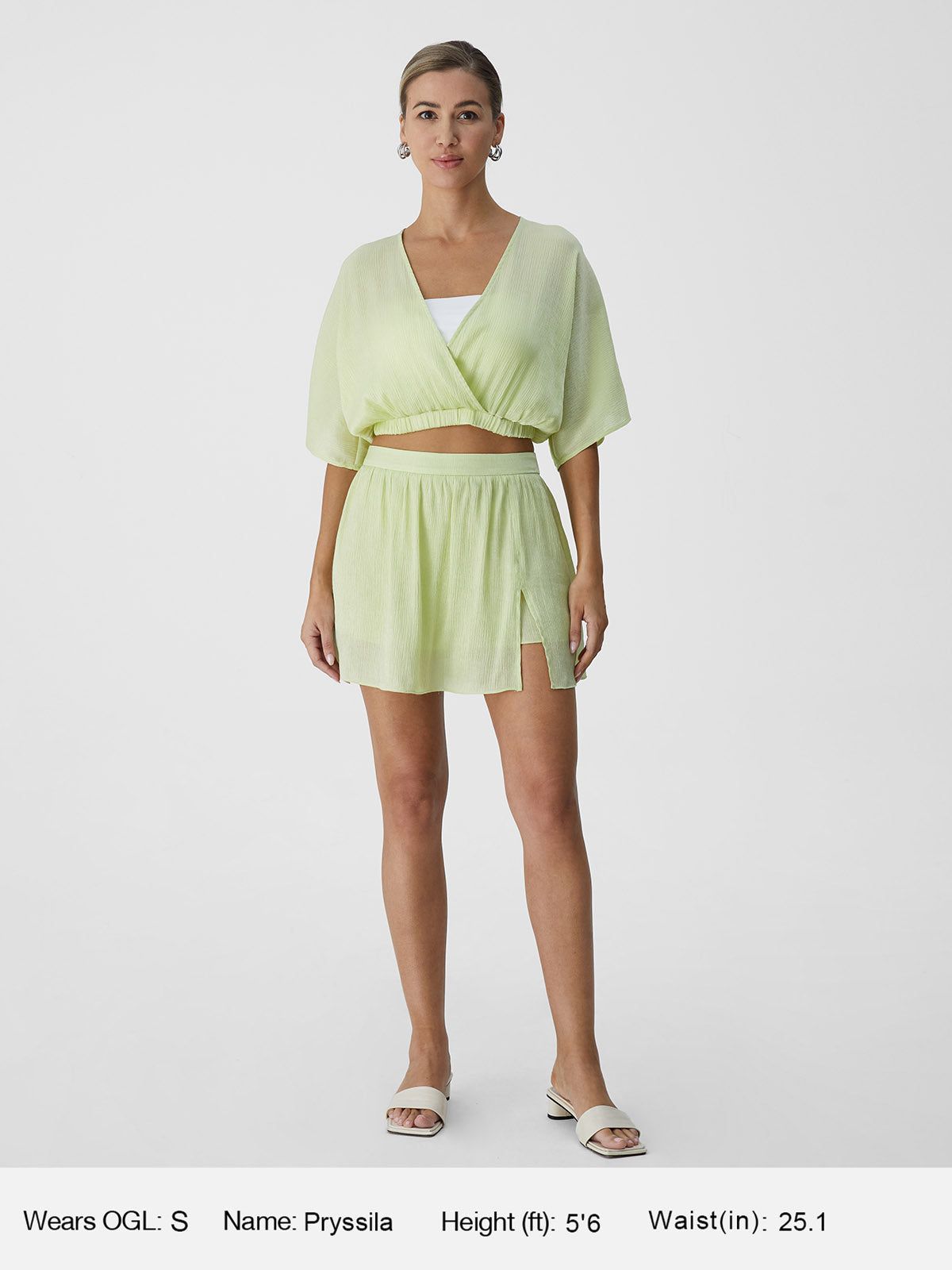 Silk-Like Pull Over Kimono Crop Top sold by ogl move product image thumbnail 3