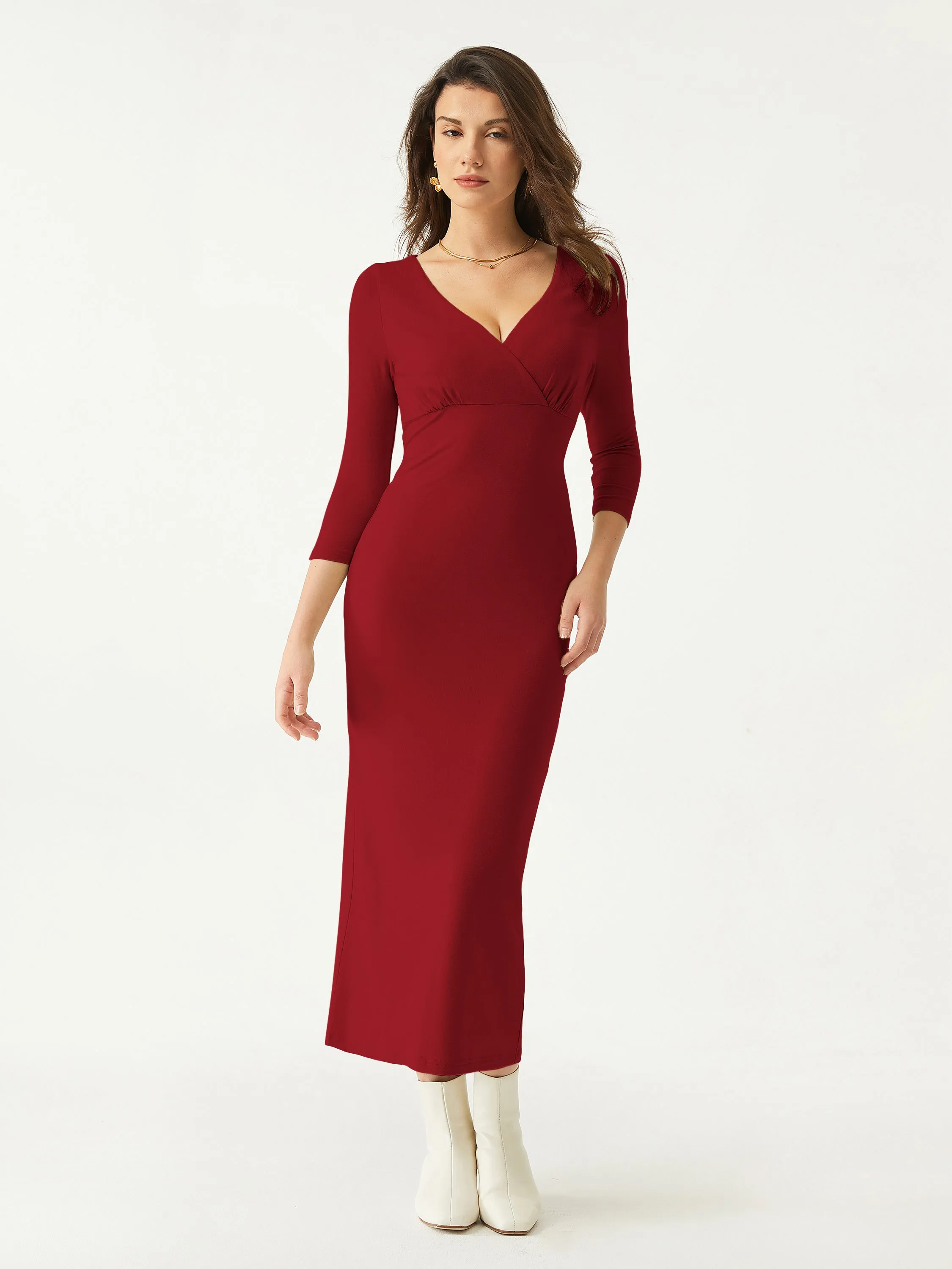 Three Quarter Sleeves Surplice Dress sold by ogl move