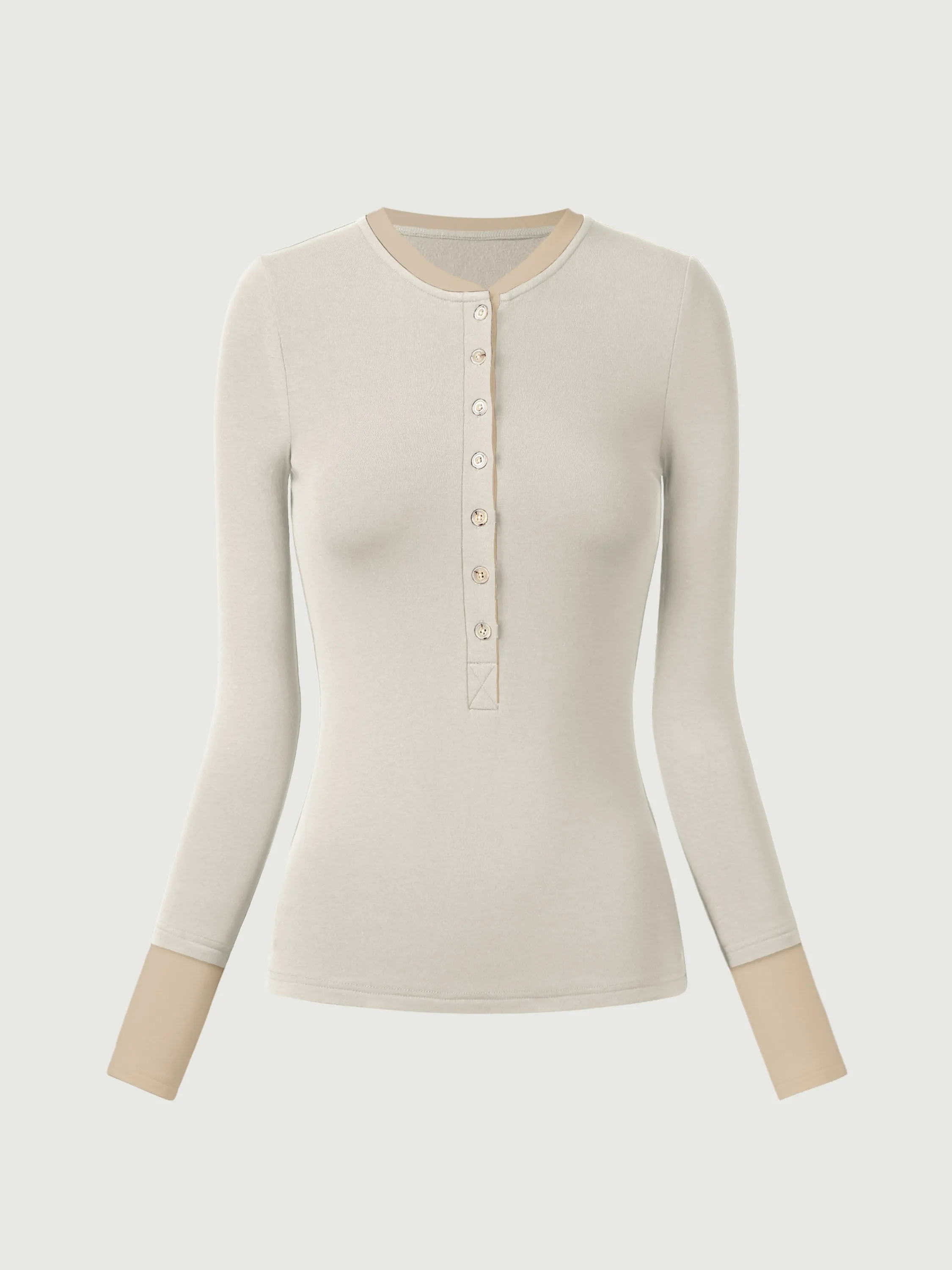 Eco-Mousse® Contrast Layering Henley Top sold by ogl move