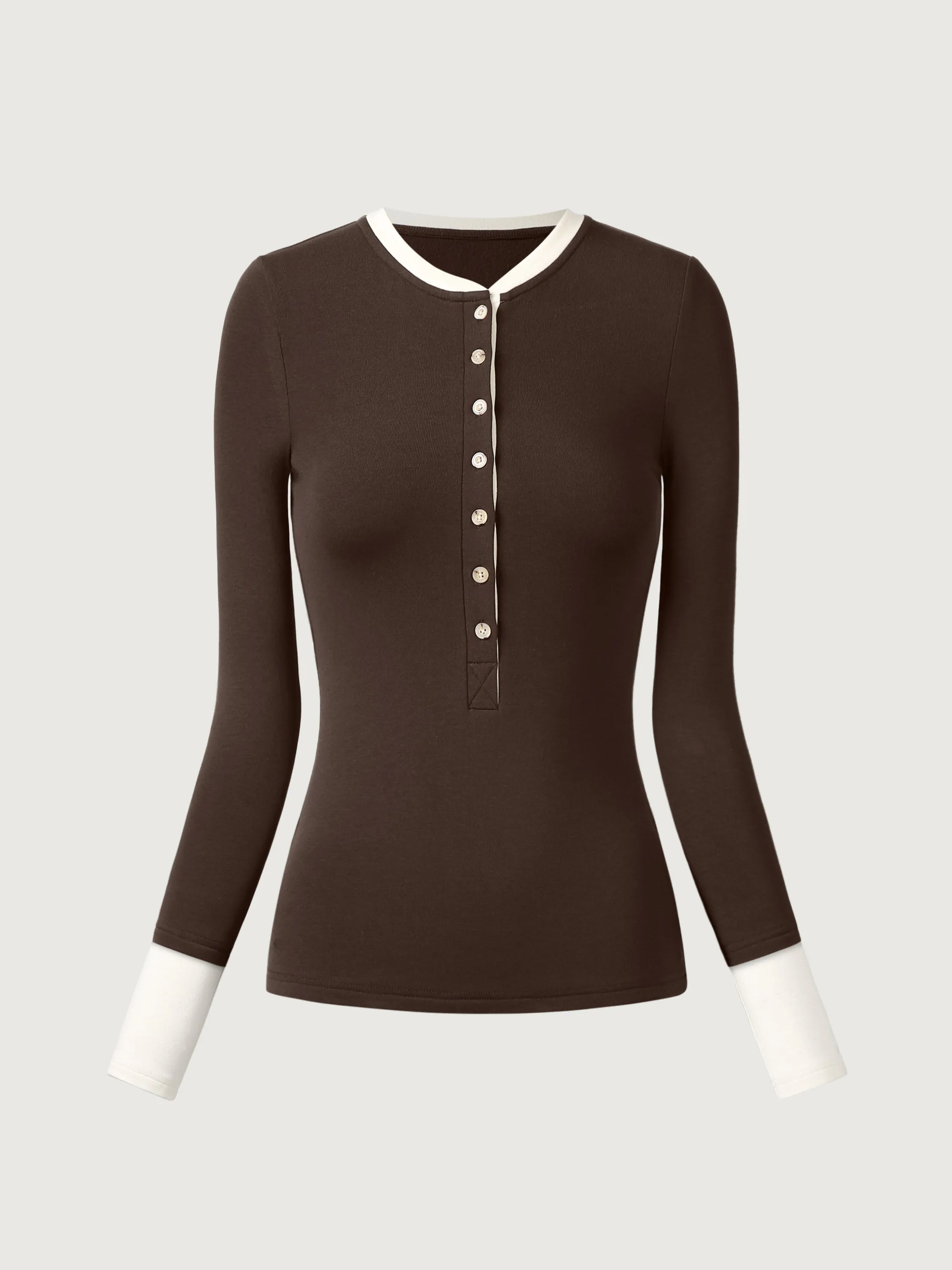Eco-Mousse® Contrast Layering Henley Top sold by ogl move product image thumbnail 3