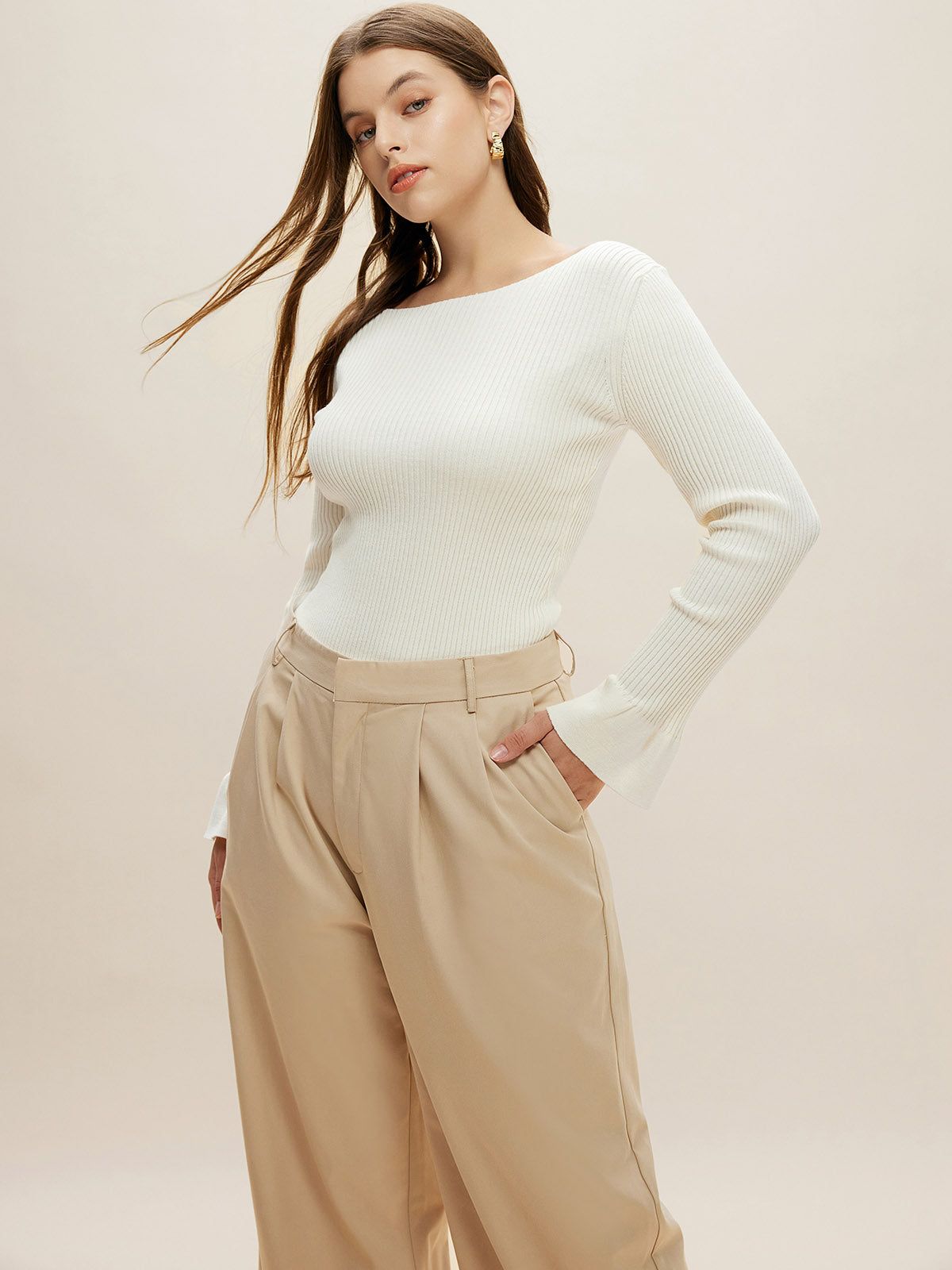 Ruffled-cuff Wool Knit Sweater sold by ogl move product image thumbnail 7