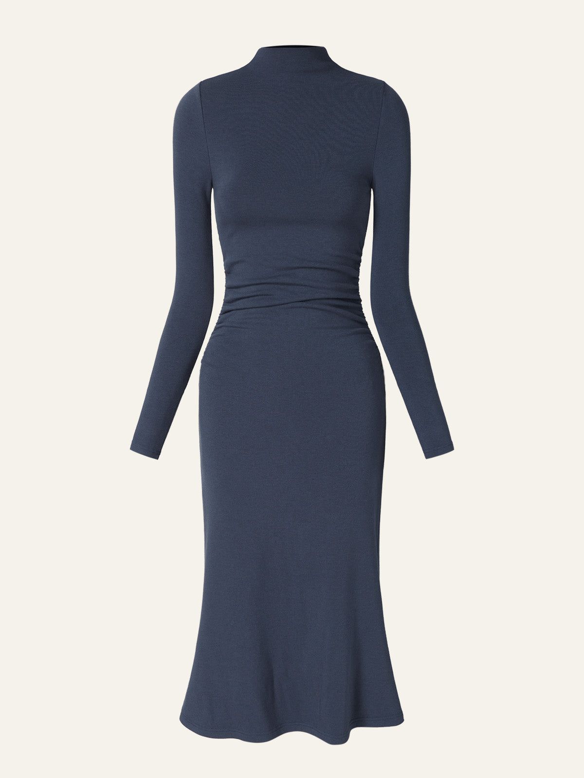 Eco-Mousse® Thermal Mockneck Ruched Waist Midi Dress sold by ogl move product image thumbnail 3