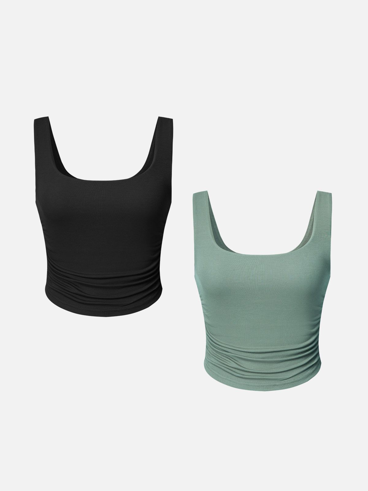 Eco-SkinKiss® Ruched Sides Square Brami Tank Top-2Pcs Set sold by ogl move