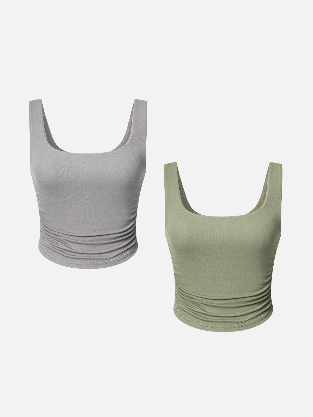 Eco-SkinKiss® Ruched Sides Square Brami Tank Top-2Pcs Set sold by ogl move product image thumbnail 3