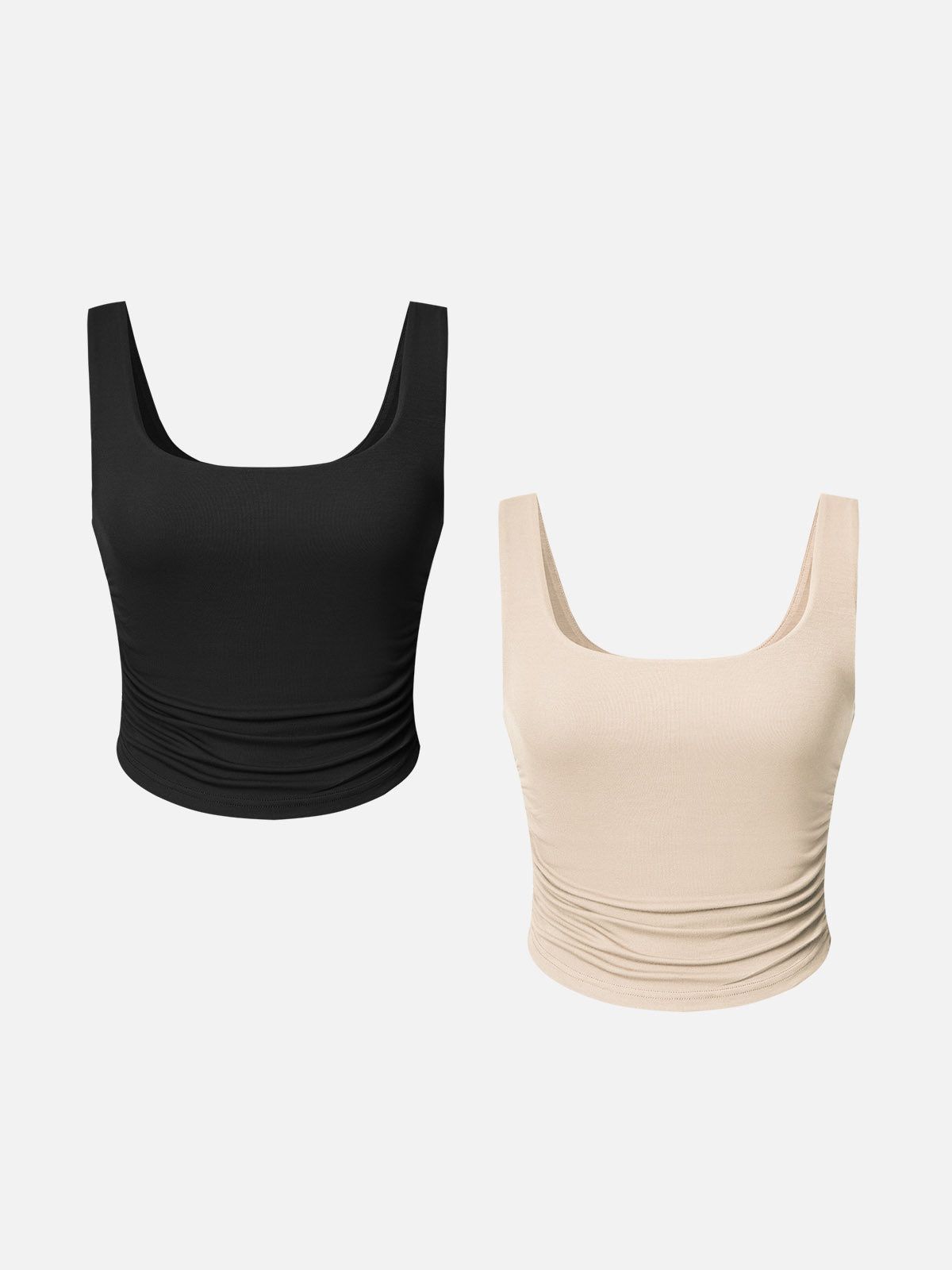 Eco-SkinKiss® Ruched Sides Square Brami Tank Top-2Pcs Set sold by ogl move product image thumbnail 2